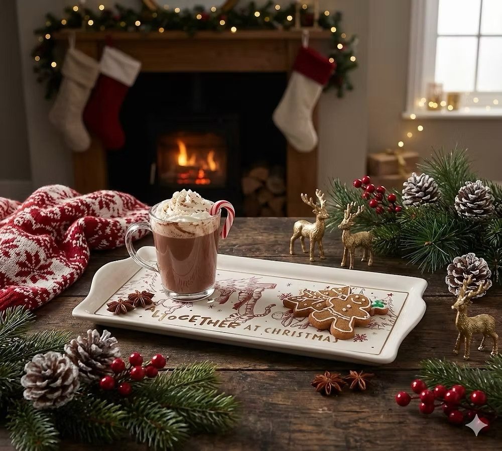 Disney Servierplatte Winnie Pooh Servierteller Platte Porzellan Weihnachten 35cm