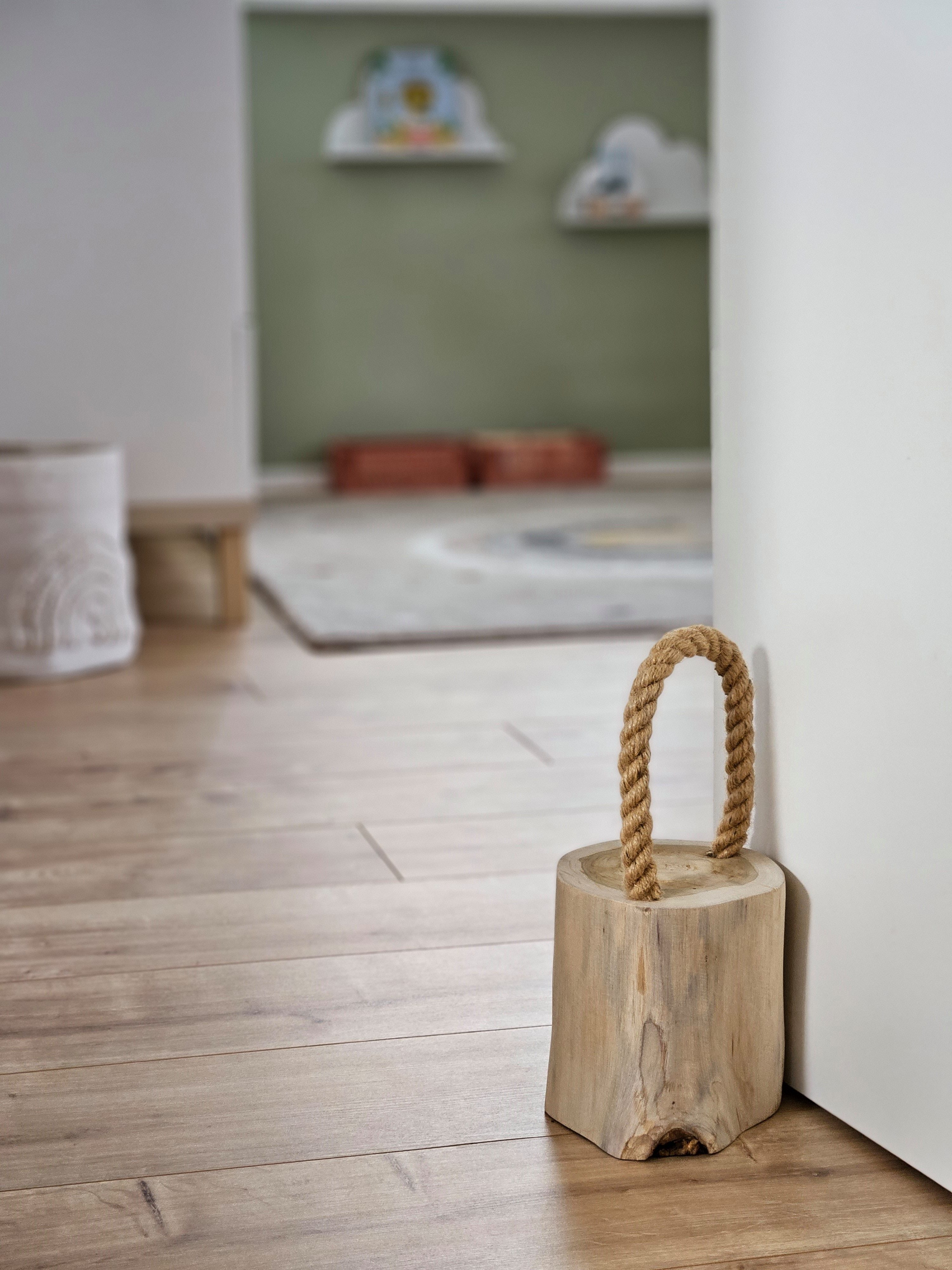 Meinposten Türstopper Holz 1,4 kg Maritim Rustikal Holzstamm mit Kordel Teakholz Natur (1 St) – Bild 2 von 5