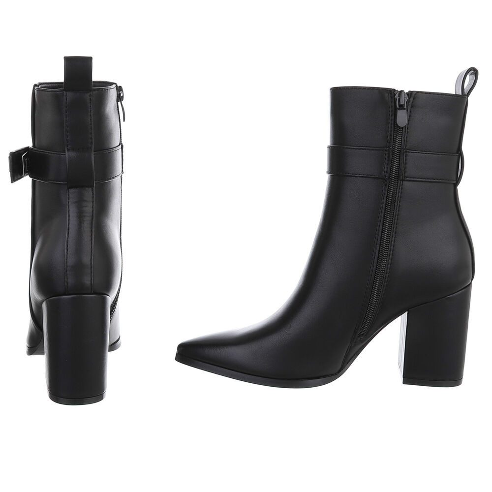 Ital-Design Damen Stiefelette mit Blockabsatz und Schnalle High-Heel-Stiefelette (92269102) Blockabsatz Stiefeletten in Schwarz – Bild 5 von 5