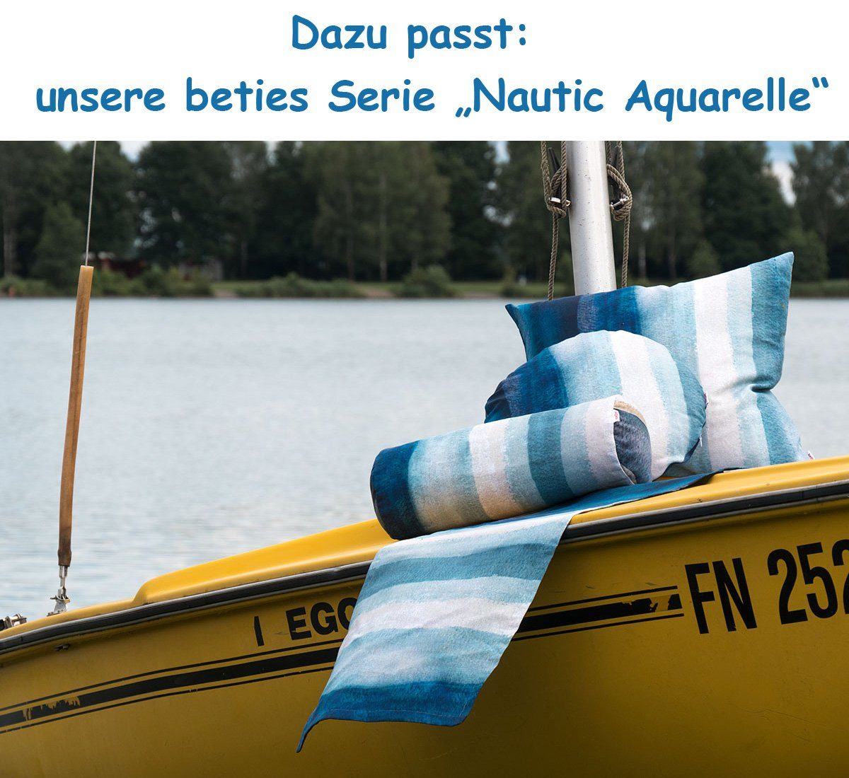 Aqua Baumwolle Tischband Mistral cm maritim 40x150 100% (1-tlg), Tischläufer beties ca.