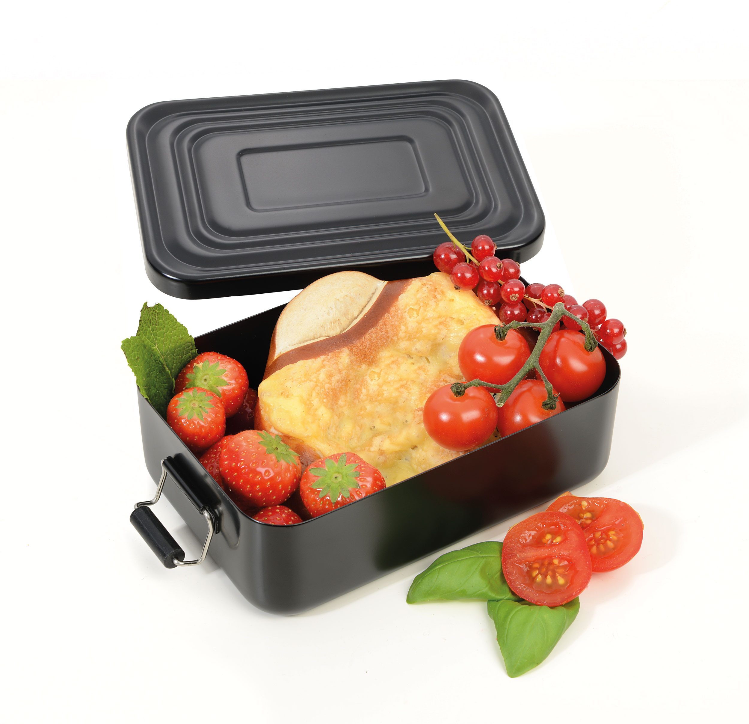 TROIKA Lunchbox BLACK BOX mit Bügelverschluss – schwarze Brotdose aus Aluminium, spülmaschinengeeignet, robust für Alltag, Schule und Outdoor, rostfrei