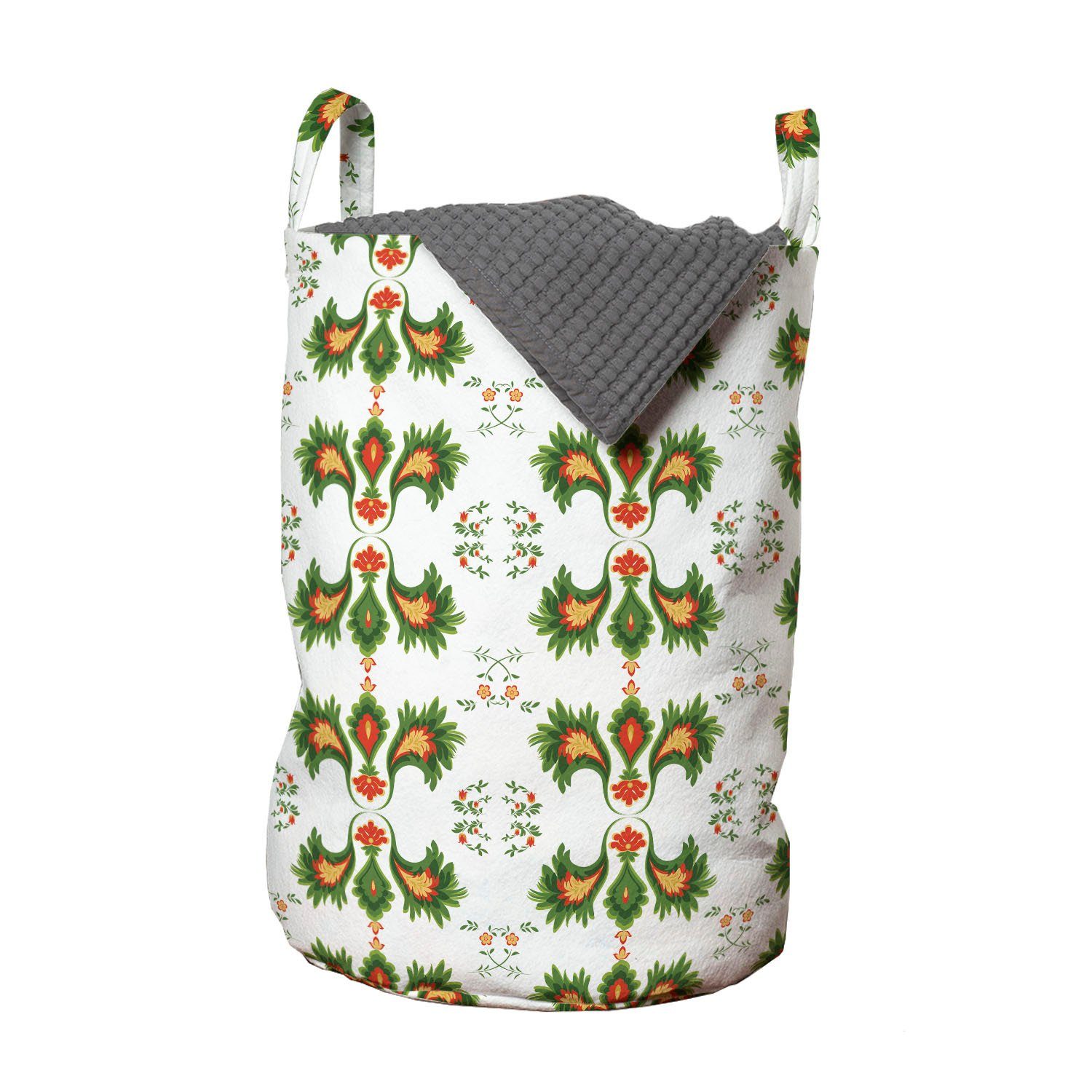 Abakuhaus Wäschesäckchen Wäschekorb mit Griffen Kordelzugverschluss für Waschsalons, Blumen Nature Inspired Abstrakt