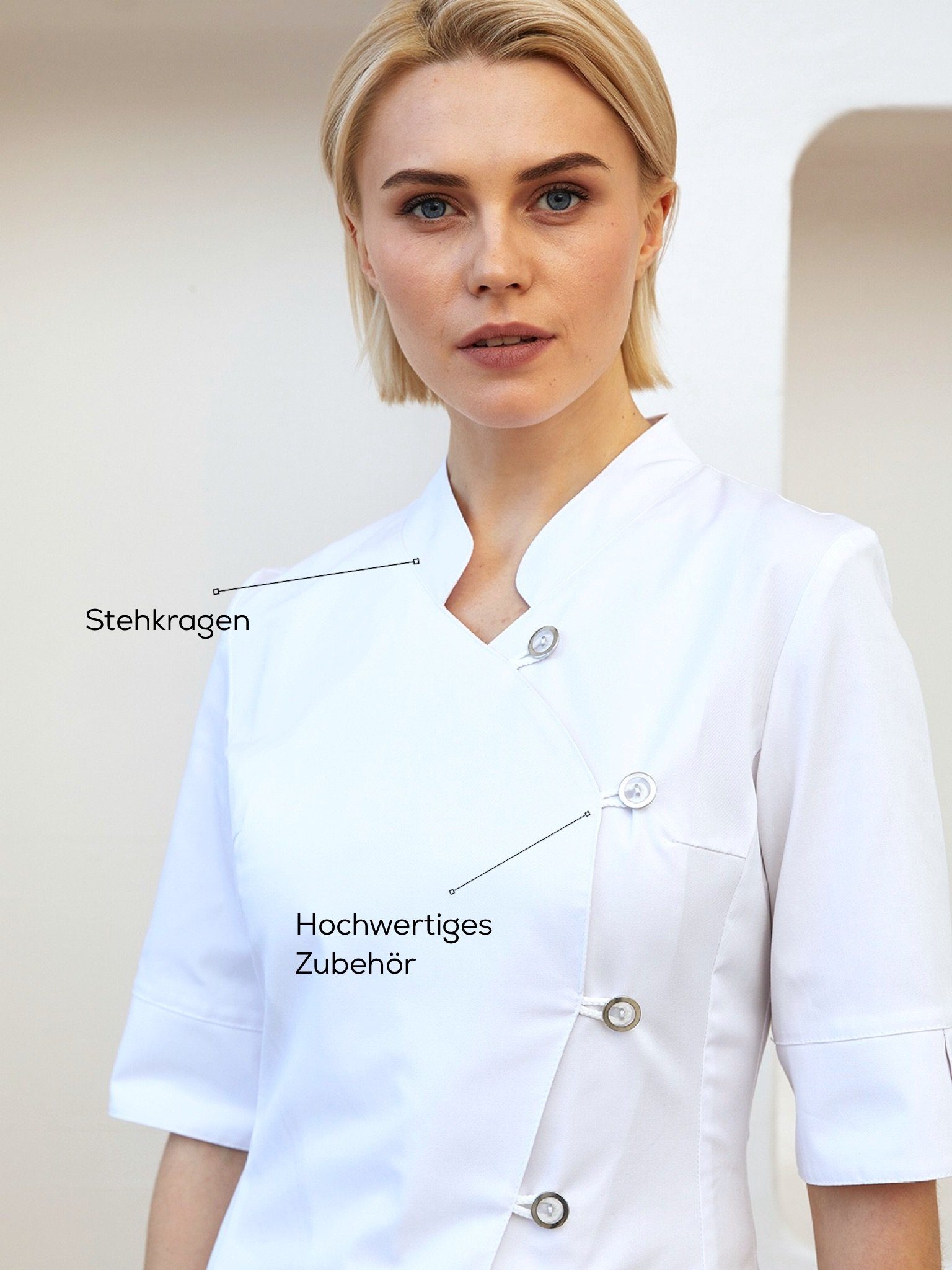 STM Company Kittelschürze mit asymmetrischem Rand, (1/5 Ärmel), Arbeitskleidung & Berufsbekleidung