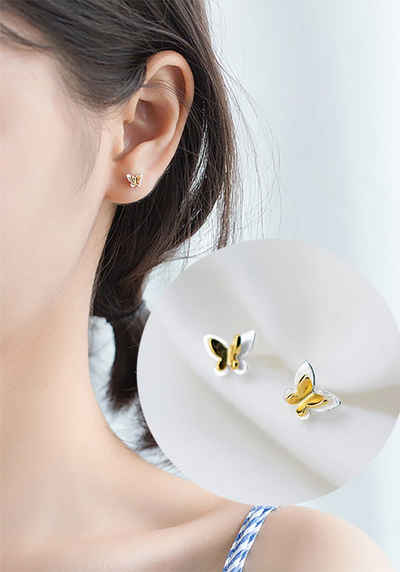 Color Design Paar Ohrstecker »Schmetterling Ohrringe SMK-42«, Ohrstecker Schmetterling aus S925 Sterling Silber, inkl. Geschenkbeutel