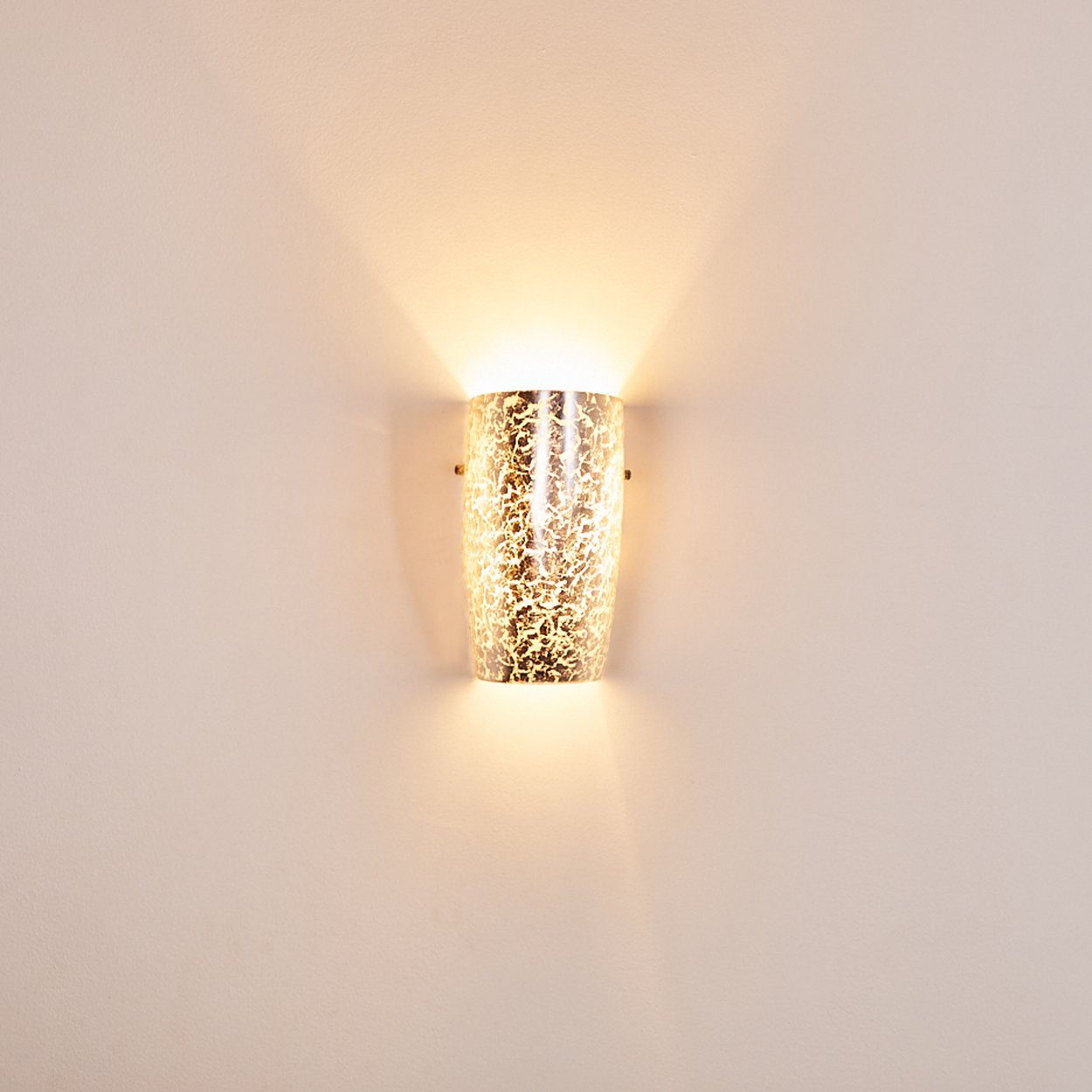 1xE27, hofstein mit Silber, »Abriola« Wandlampe mit Lichteffekt Wandspot Wandleuchte Up&Down-Effekt, aus ohne in Leuchtmittel, Glas