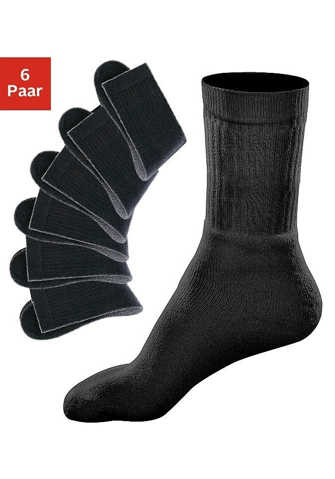 Schaft geripptem schwarz Tennissocken (Set, Go 6-Paar) mit in