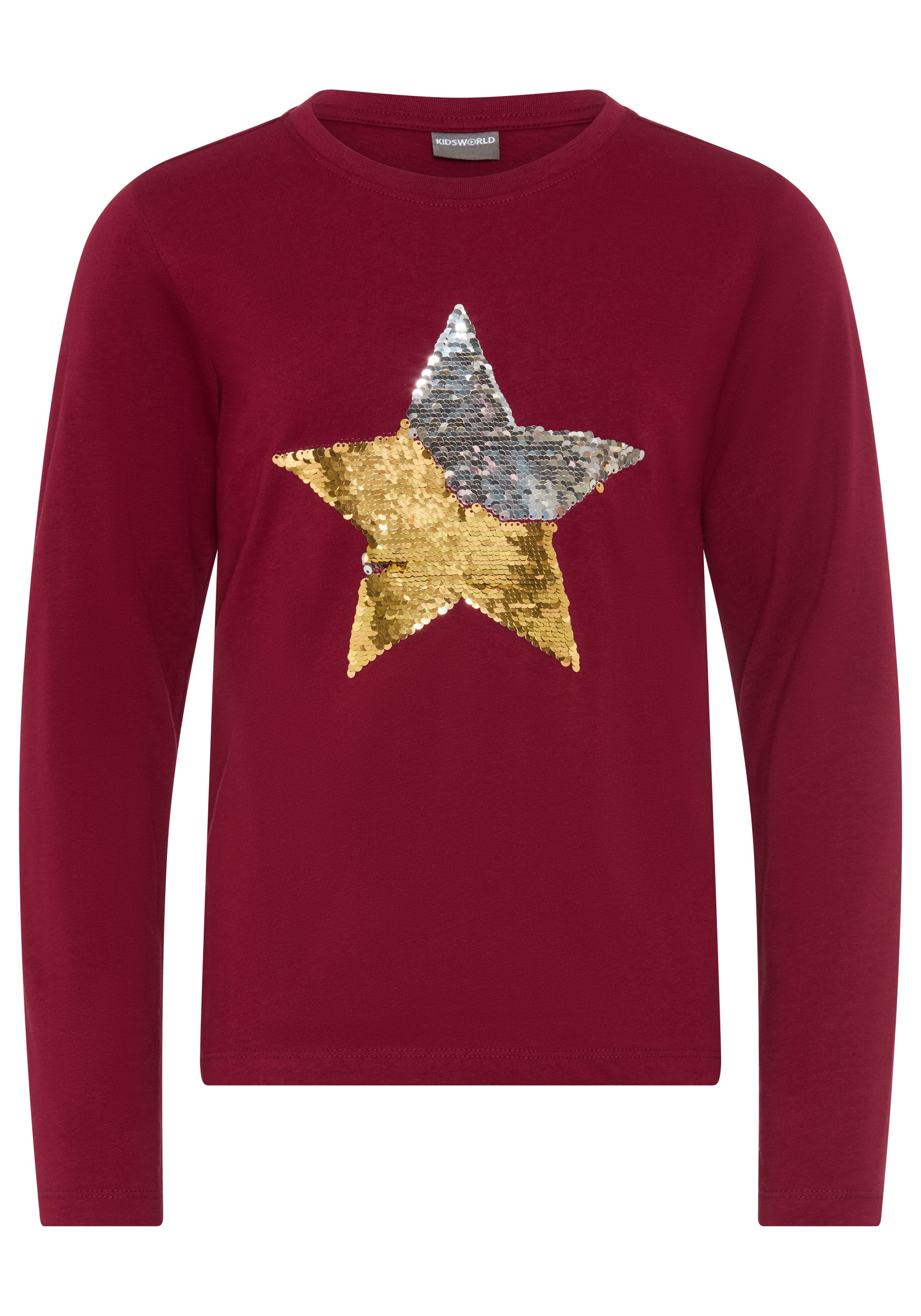 KIDSWORLD Langarmshirt mit STERN Applikation Langarm, taillierter Schnitt, mit glitzernden Pailletten – Bild 5 von 5