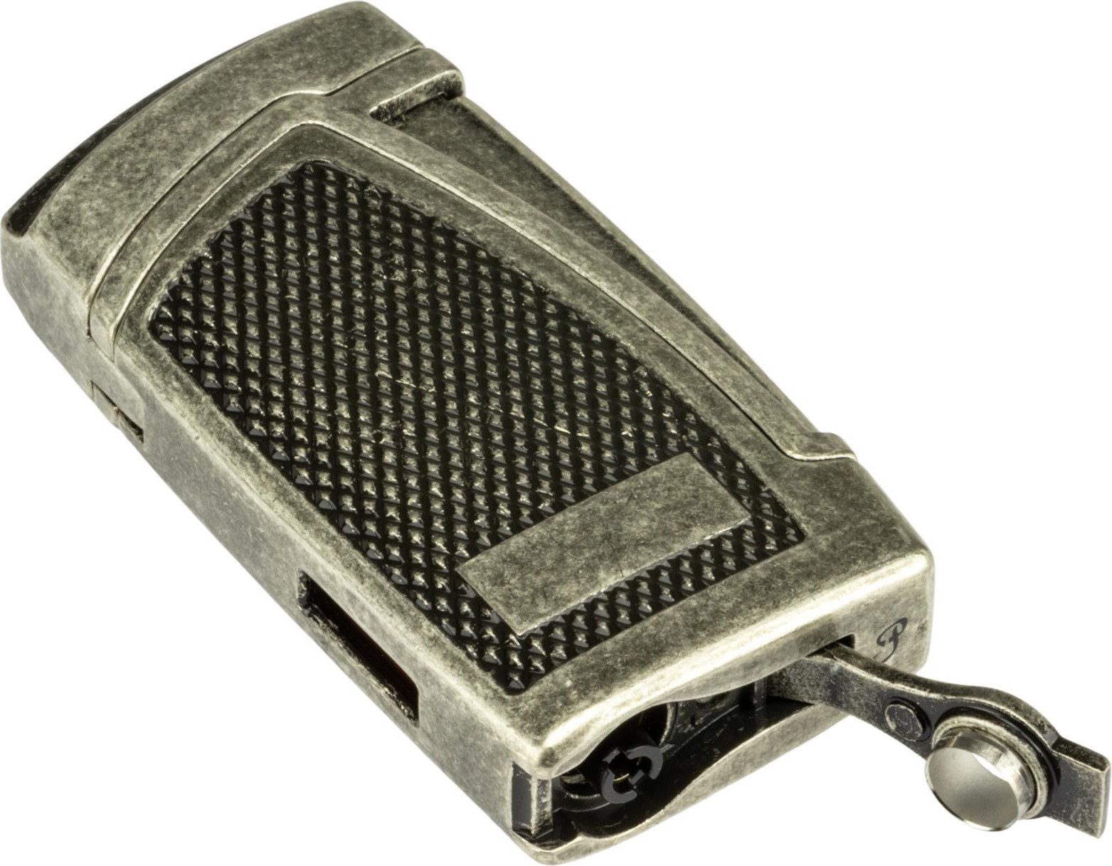 Passatore Feuerzeug Zigarren Feuerzeug Bogota 2-Flammen Jet Silber Antik Finish