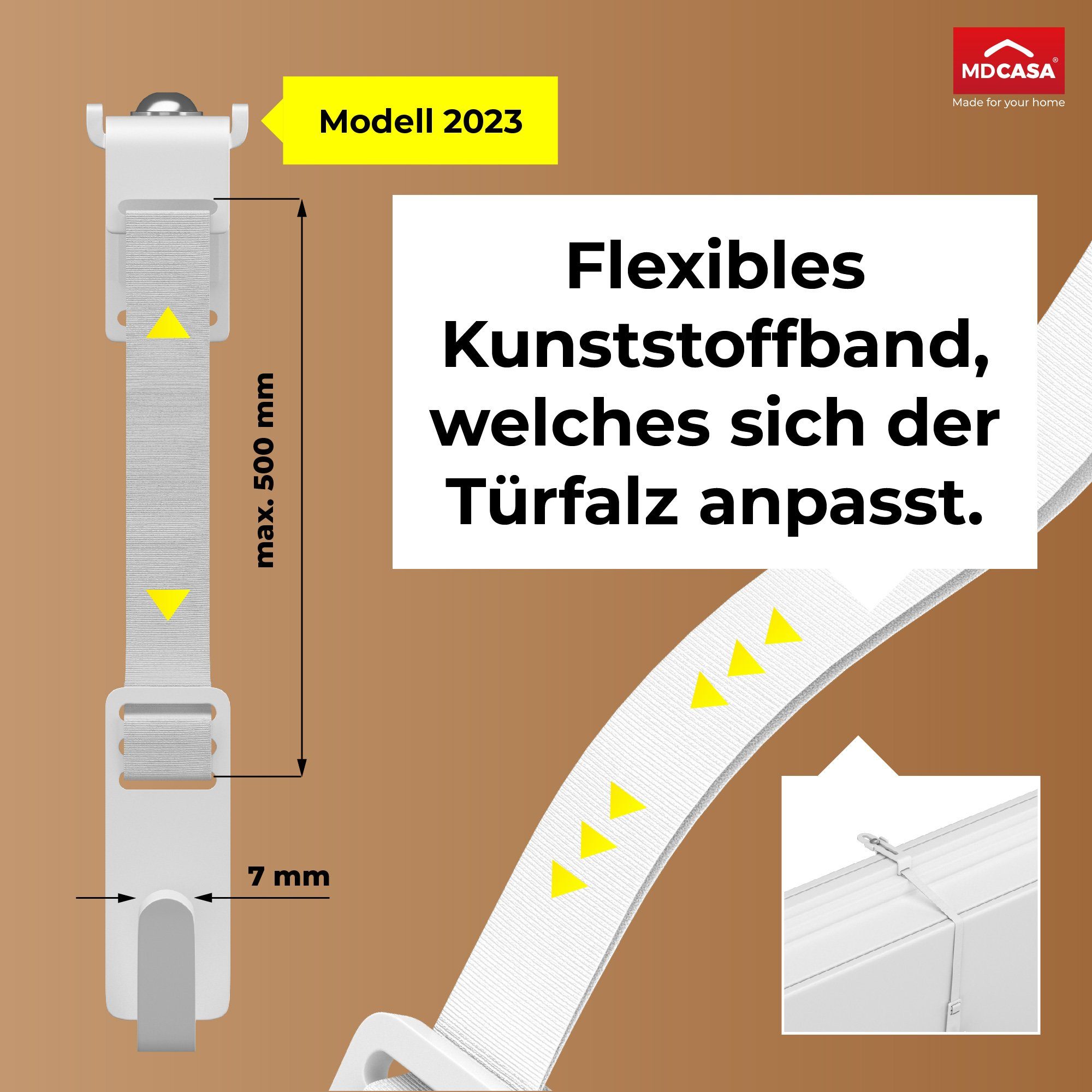 MDCASA Türhaken Türkranzhaken - beidseitig Zimmertüren, 1 (Set, tiefenverstellbar Innentüren, Stück), höhenverstellbar, Haustüren, verwendbar, Außentüren, weiß