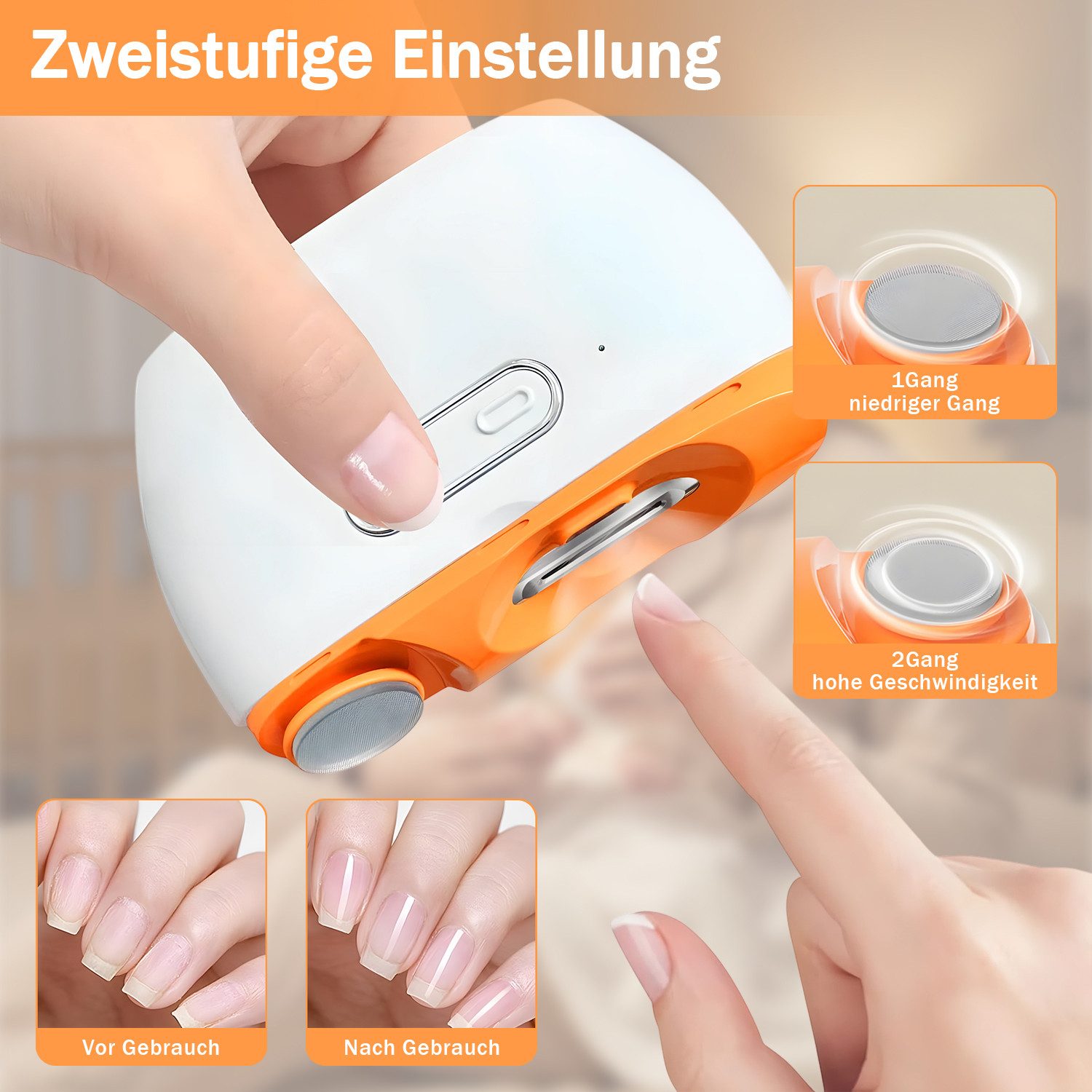 AKKEE Nagelknipser Elektrischer Nagelknipser mit Licht, 2in1 Nagelfeile Elektrisch, mit 2 Geschwindigkeiten Polierer