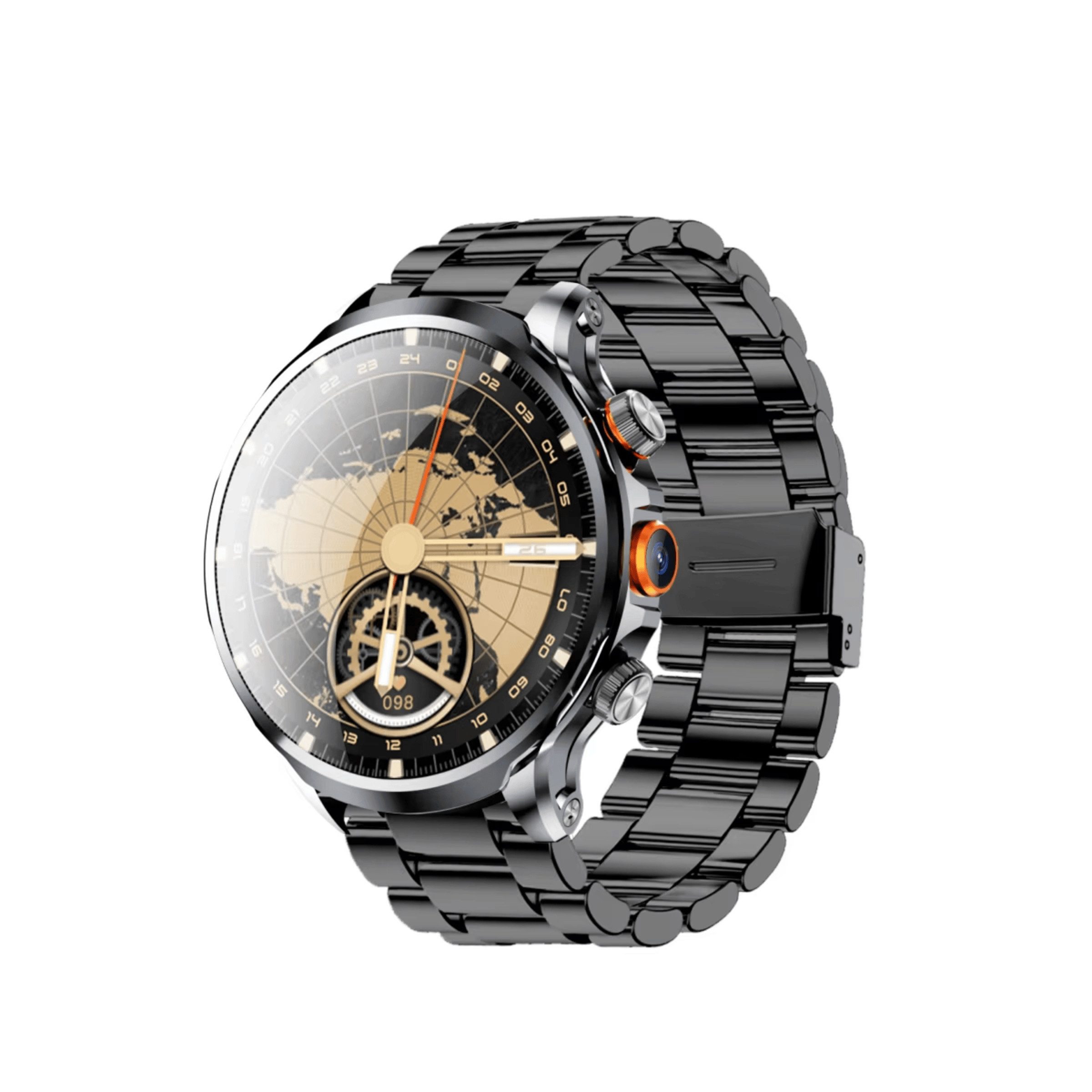 Nagham Ghazal Aswad Smartwatch 4G LTE GPS Android 9.0 1,95" HD Display 1100 mAh Akku WLAN Smartwatch (52mm cm), großem 1,95" HD IPS Display, Android 9.0 System, GPS, Bluetooth