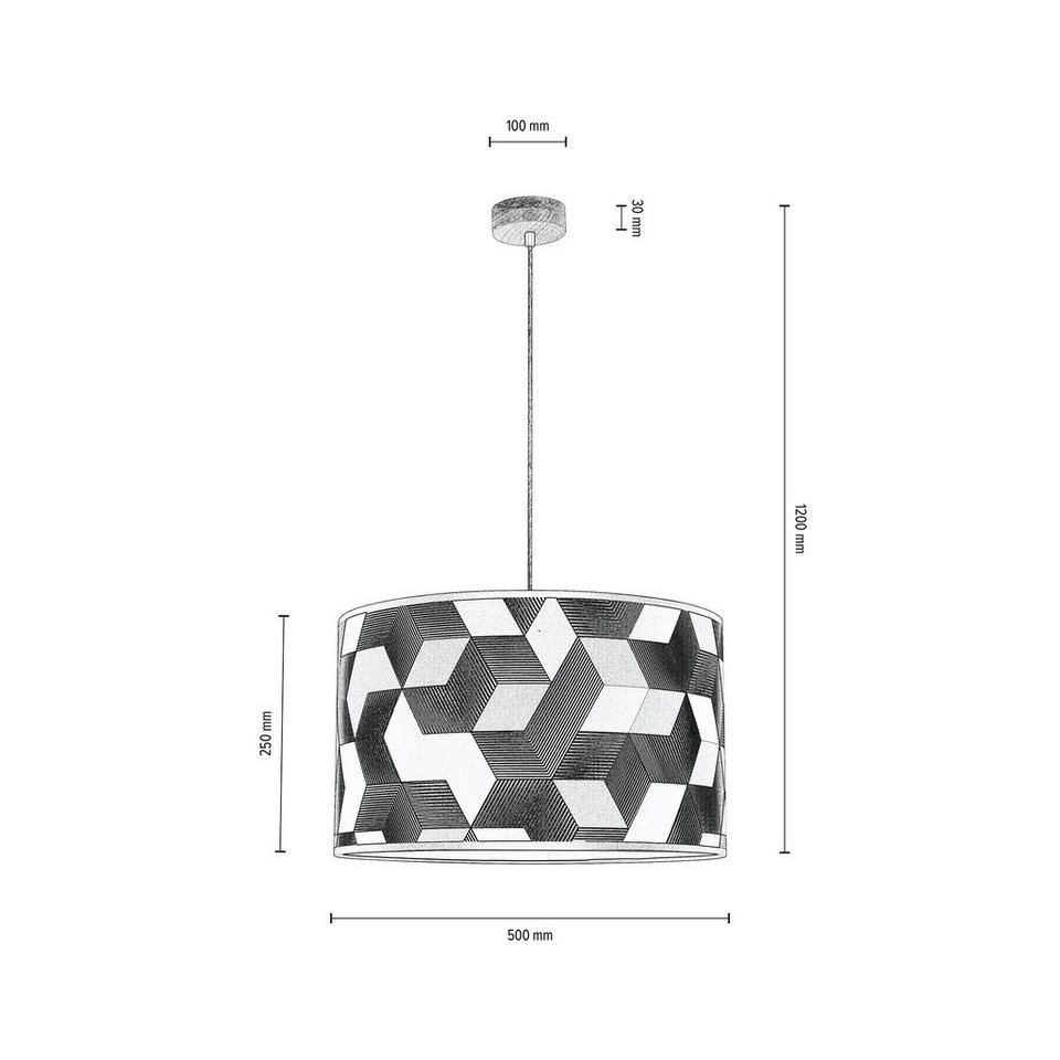 BRITOP LIGHTING Pendelleuchte ESPACIO, ohne Leuchtmittel, Hängeleuchte,  Lampenschirm aus laminierter Tapete, kürzbar, Hochwertiger Schirm aus laminierter  Tapete