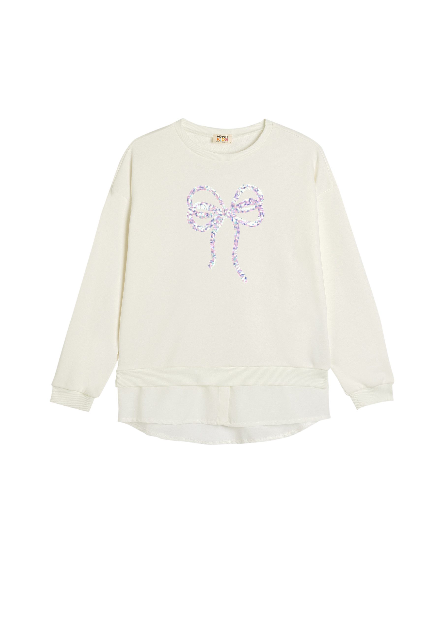 Sweatshirt Rundhalsausschnitt Einsatz Von Zwei Verschiedenen Stoffen Sweatshirt