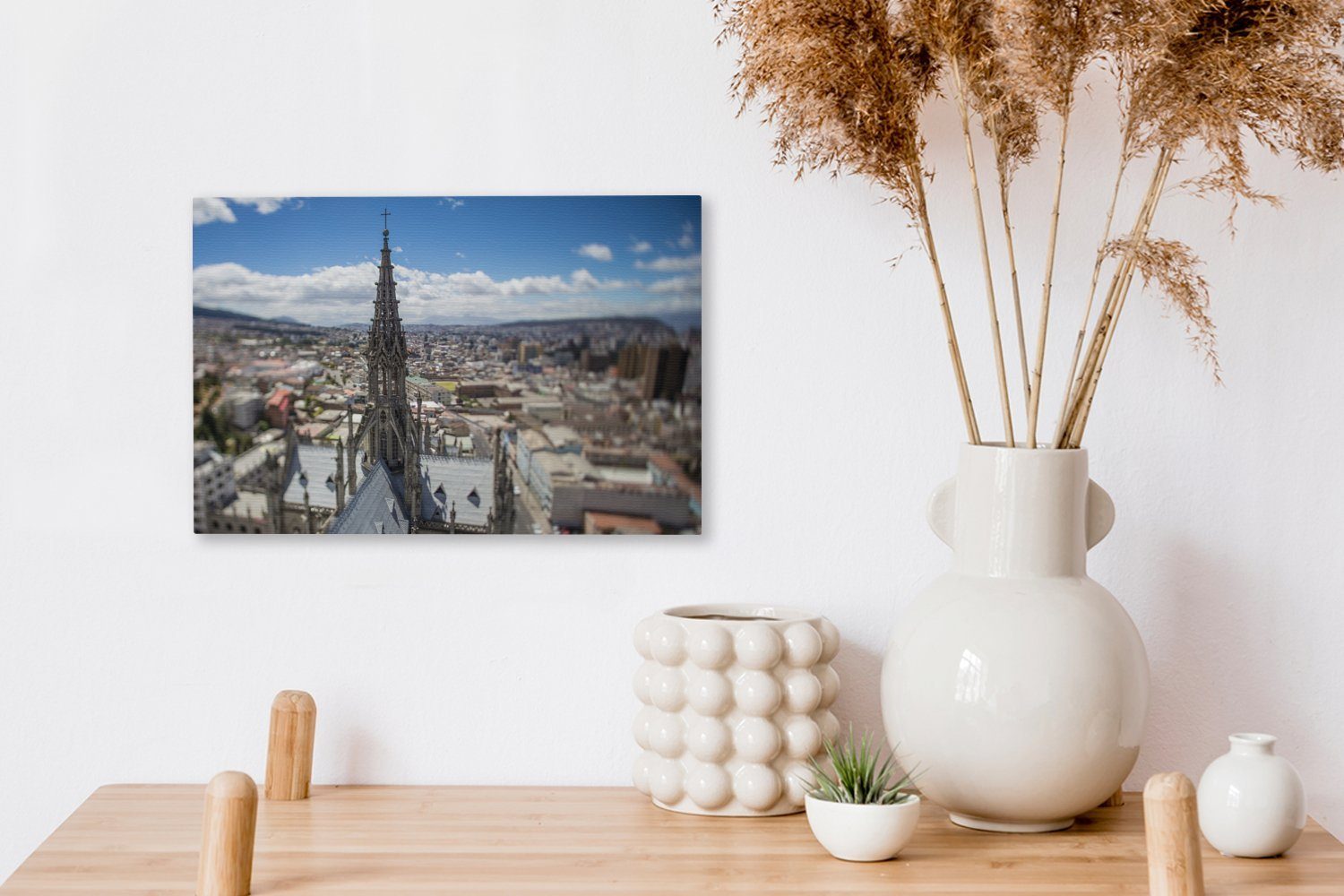 der 30x20 Wanddeko, Aufhängefertig, OneMillionCanvasses® in Ecuador, St), Turm Kathedrale Wandbild Leinwandbilder, cm Leinwandbild (1 Quito,