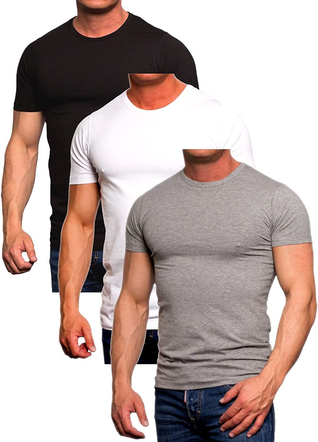 JACK & JONES Herren T-Shirt 3er Pack – Print Mix, Rundhals, Regular Fit, 100% Baumwolle