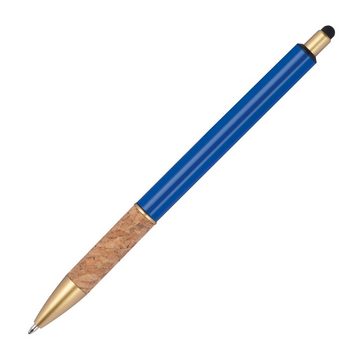 Livepac Office Kugelschreiber 10 Touchpen Metall-Kugelschreiber mit Korkgriffzone / Farbe: blau