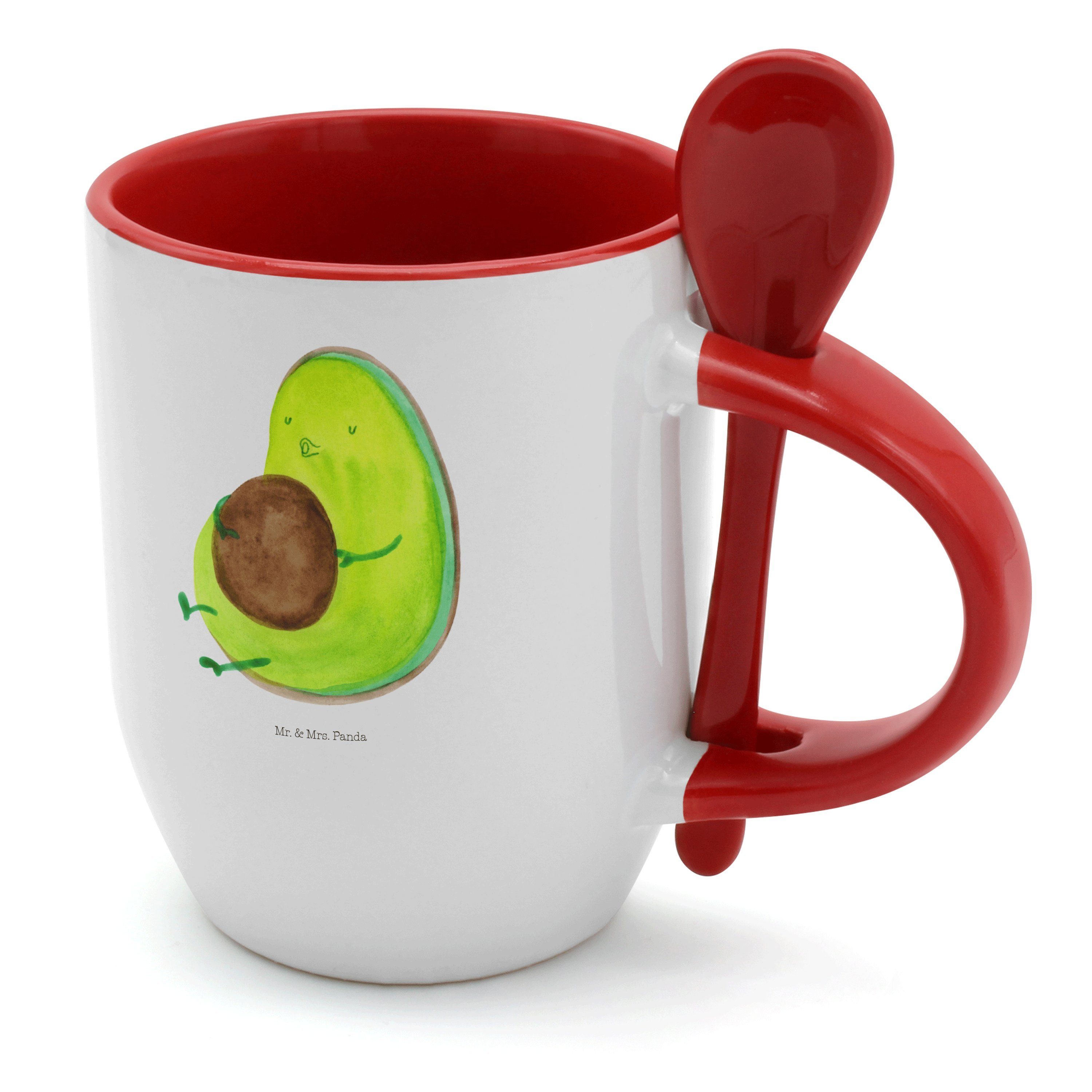 Mr. & Mrs. Panda Tasse Avocado pfeift - Weiß - Geschenk, foodbaby, Vegan, Tasse mit Spruch, Keramik