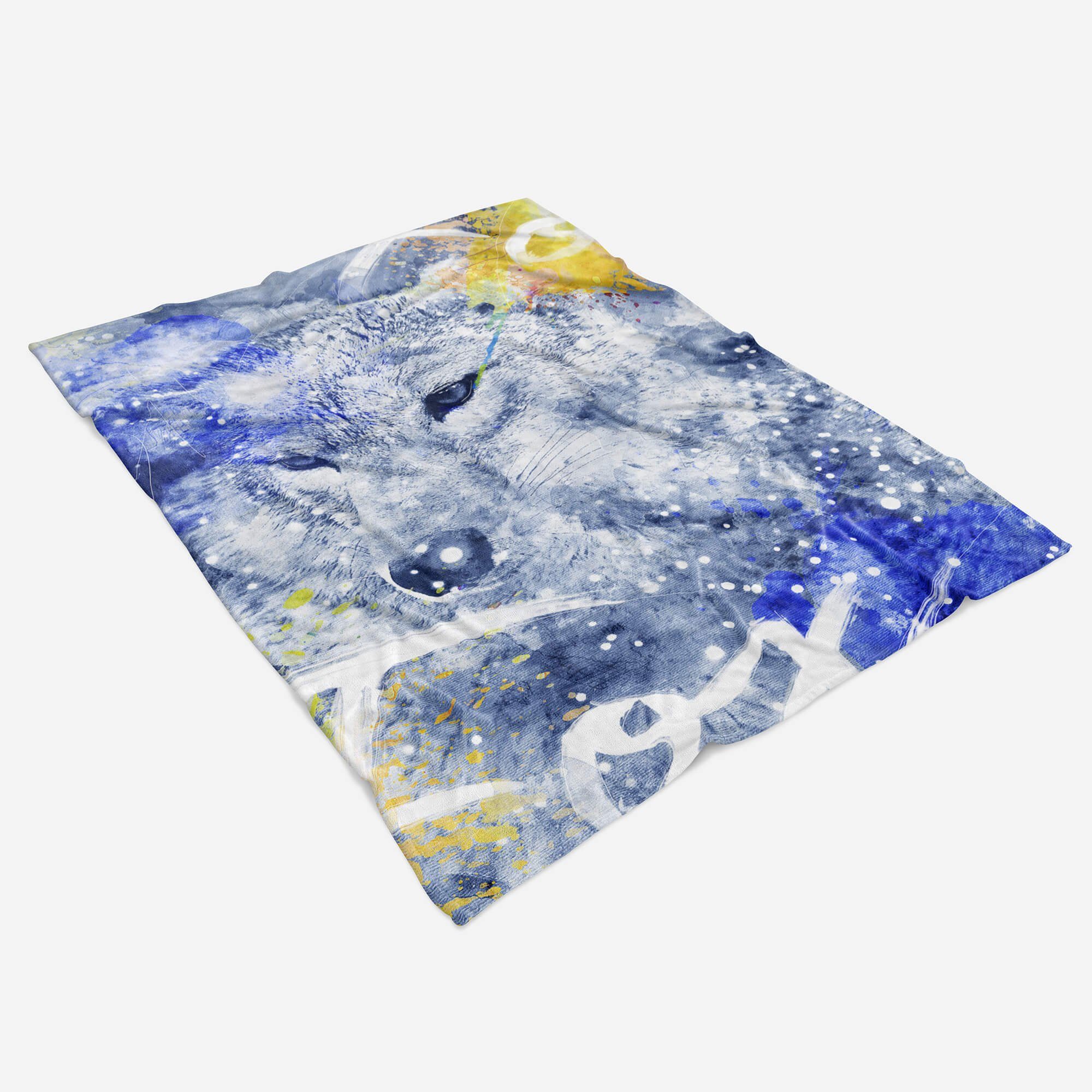 Handtücher Handtuch Baumwolle-Polyester-Mix Art (1-St), Sinus Serie Kuscheldecke Fox Handtuch Strandhandtuch Mo, Tier Kunstvoll SplashArt Saunatuch Pair