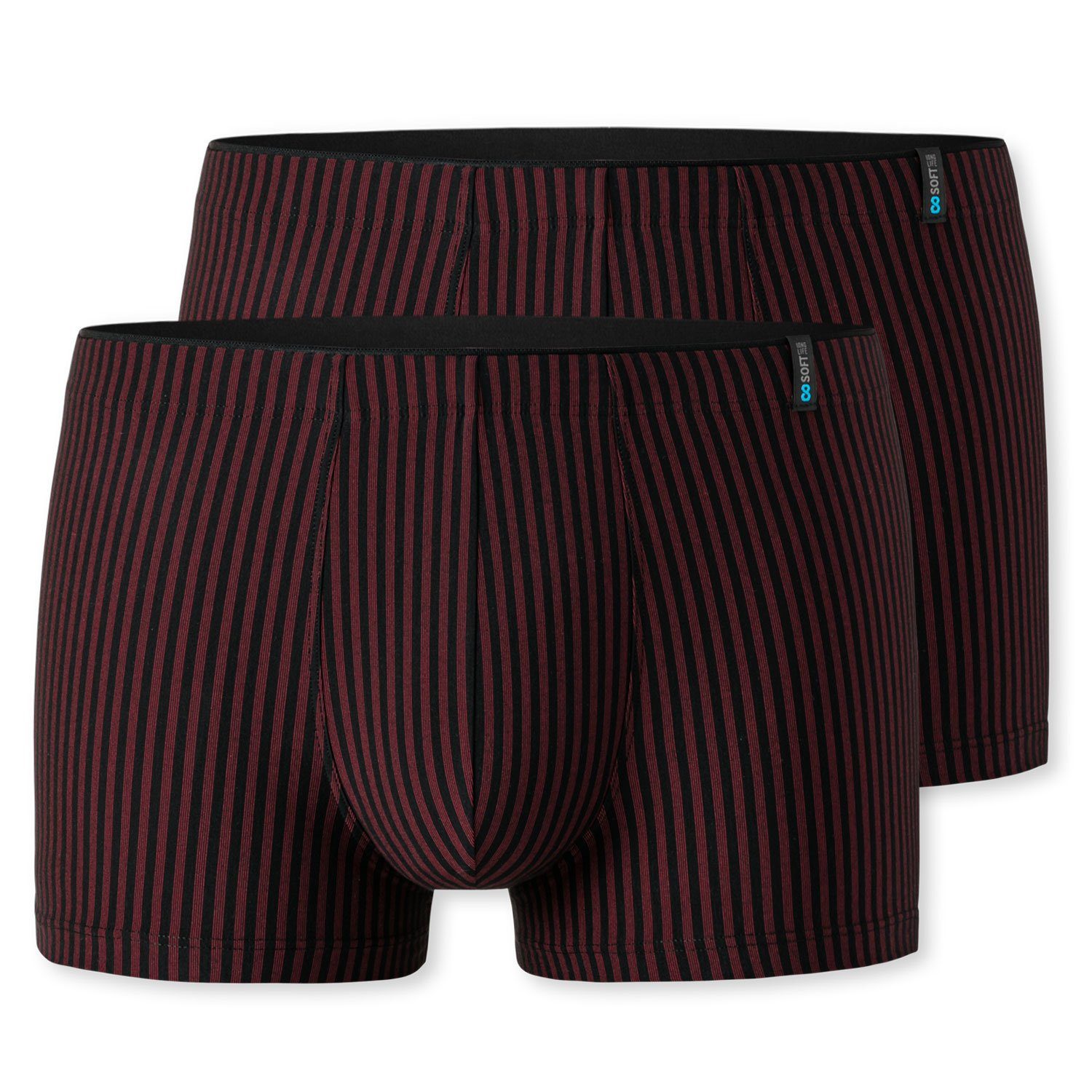 körpernaher Boxershorts Webgummibund Schnitt, (2-St) Eingriff, ohne gestreift Schiesser rot Shorts innenliegender