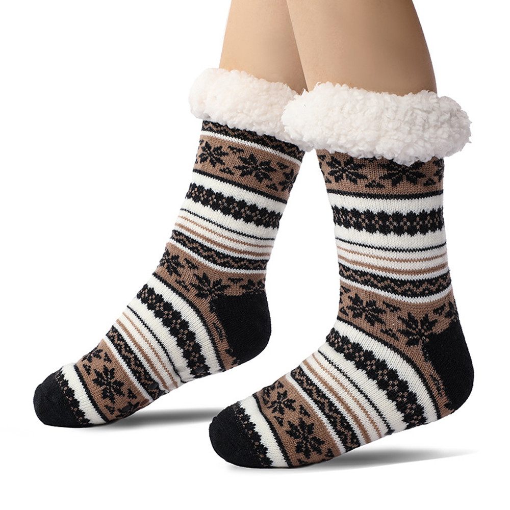 Coonoor Haussocken Hausschuh-Socken für Herren mit rutschfesten Noppen warm und bequem (1-Paar) dicke Kabinen-Socken, ideales Geschenk für den Winter