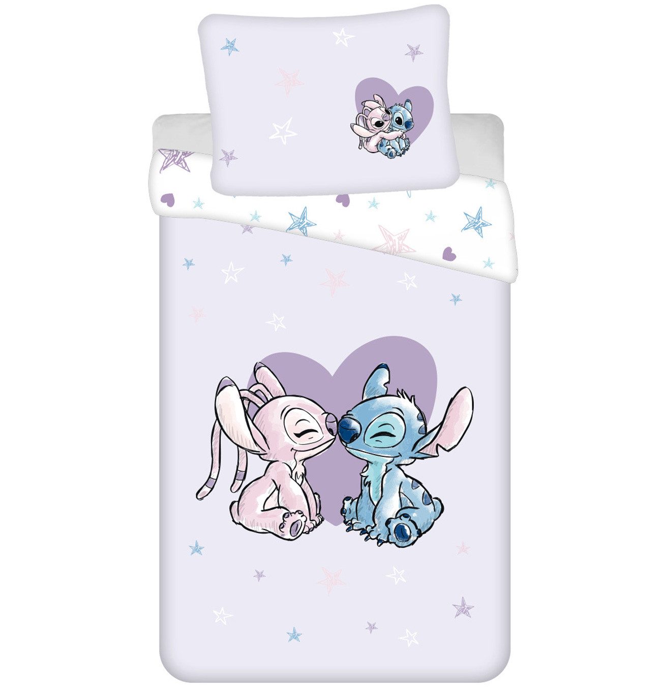 Lilo & Stitch Wendebettbezug Lilo und Stitch lila Wende Bettwäsche Set 140x200cm, (2 St)
