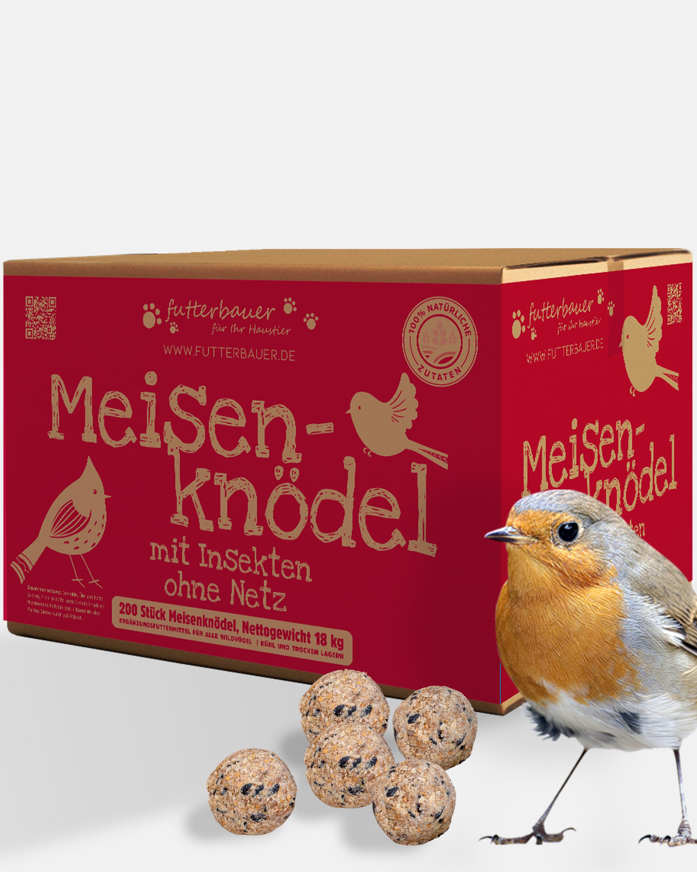 futterbauer Futterbauer Meisenknödel 200 Stück ohne Netz plus Insekten, für: Vogel