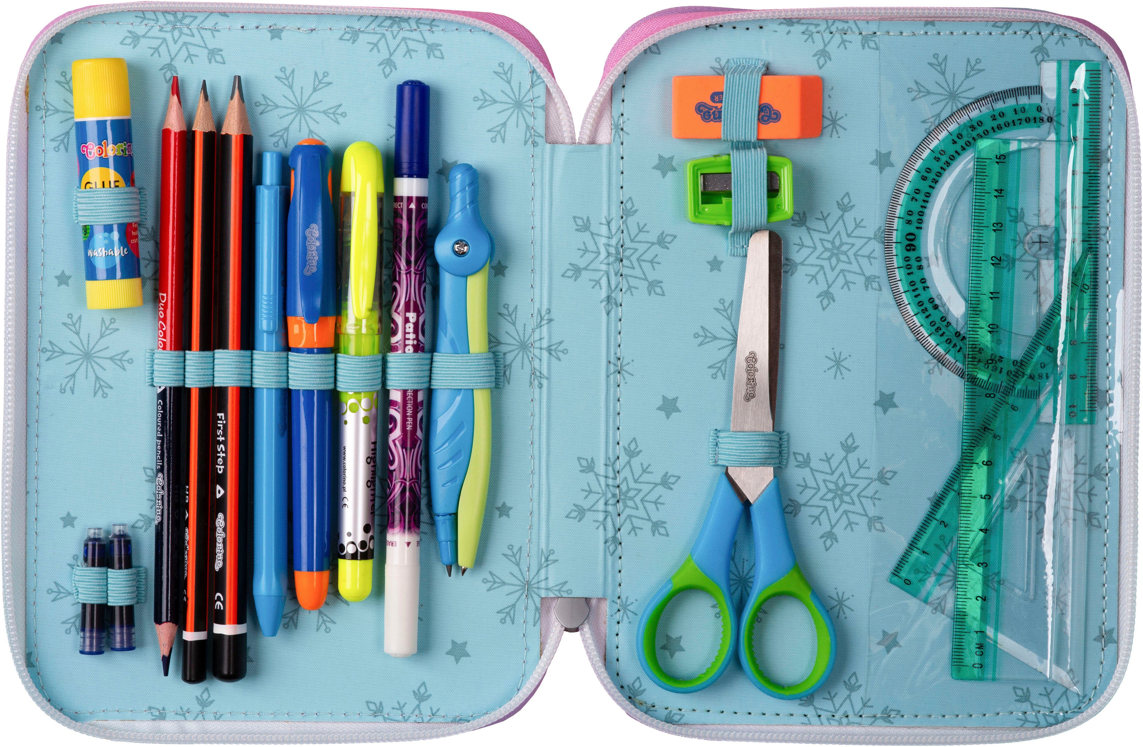 CoolPack Federmäppchen Etui XL, Disney, Frozen, mit 2 Reißverschlüssen, befüllt