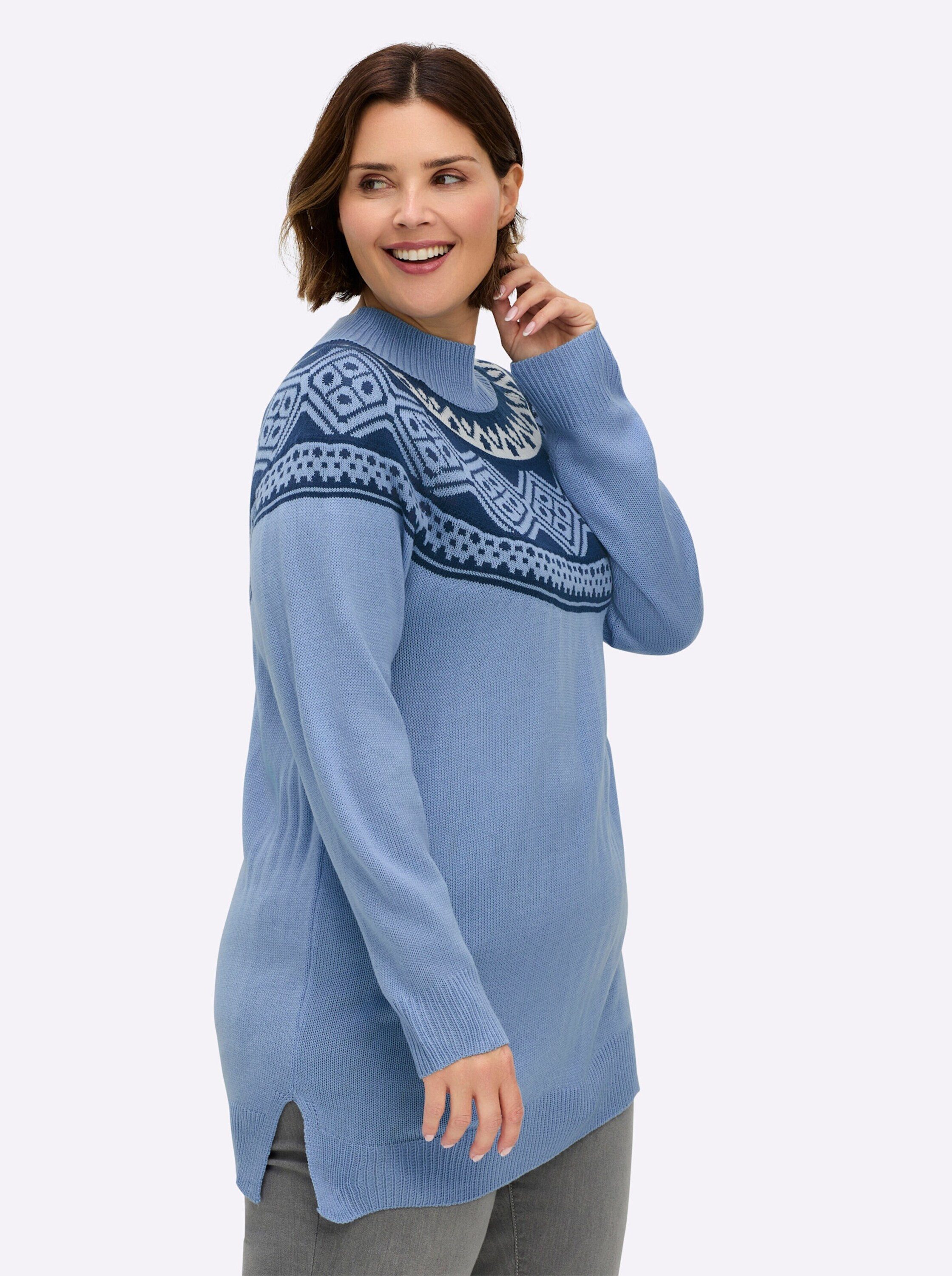 Sieh an! Strickpullover Longpullover Langarm Jacquard, Jersey