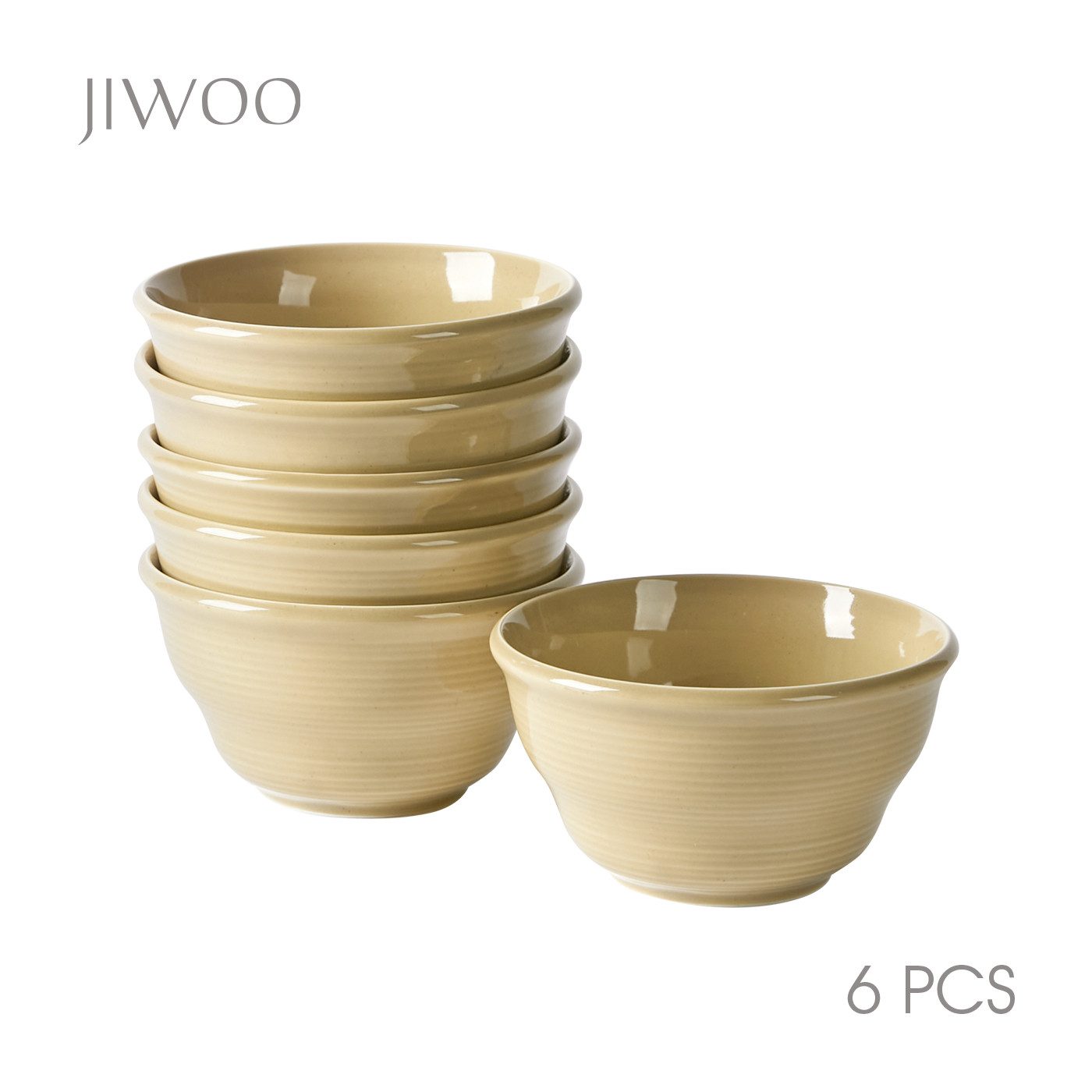 JIWOO Müslischale 6er,Ø12cm,Müslischale,Obstschale,Salatschüssel,Servierschüssel, Keramik, (Keramik-Geschirrset, 6-tlg), Minimalistisches,Mikrowellen-und spülmaschinenfest,Stapelbares,Ø12cm