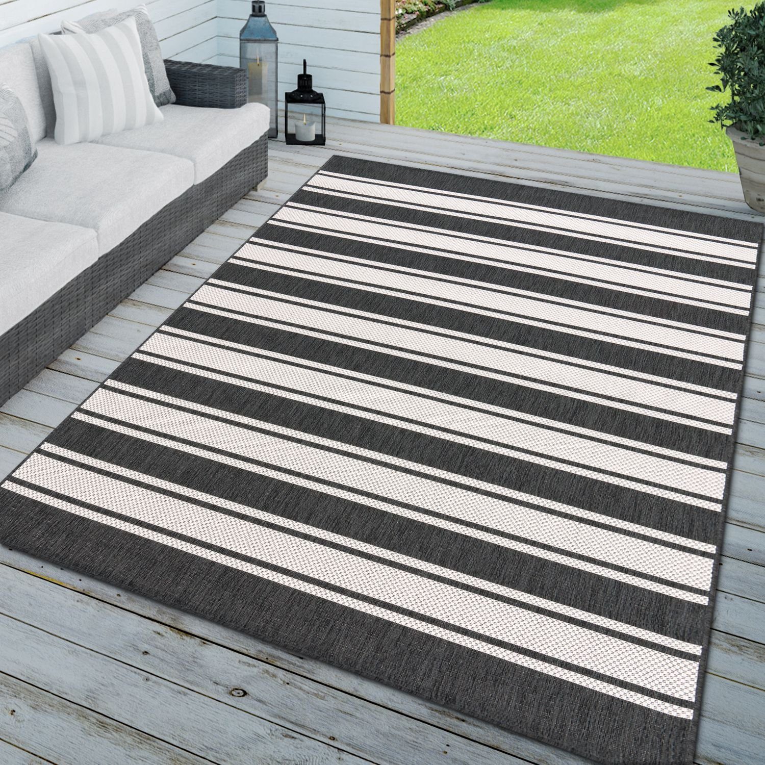 Outdoorteppich In-& Outdoorteppich Wetterfest Terrasse Geometrisches Design, TT Home, Läufer, Höhe: 4 mm