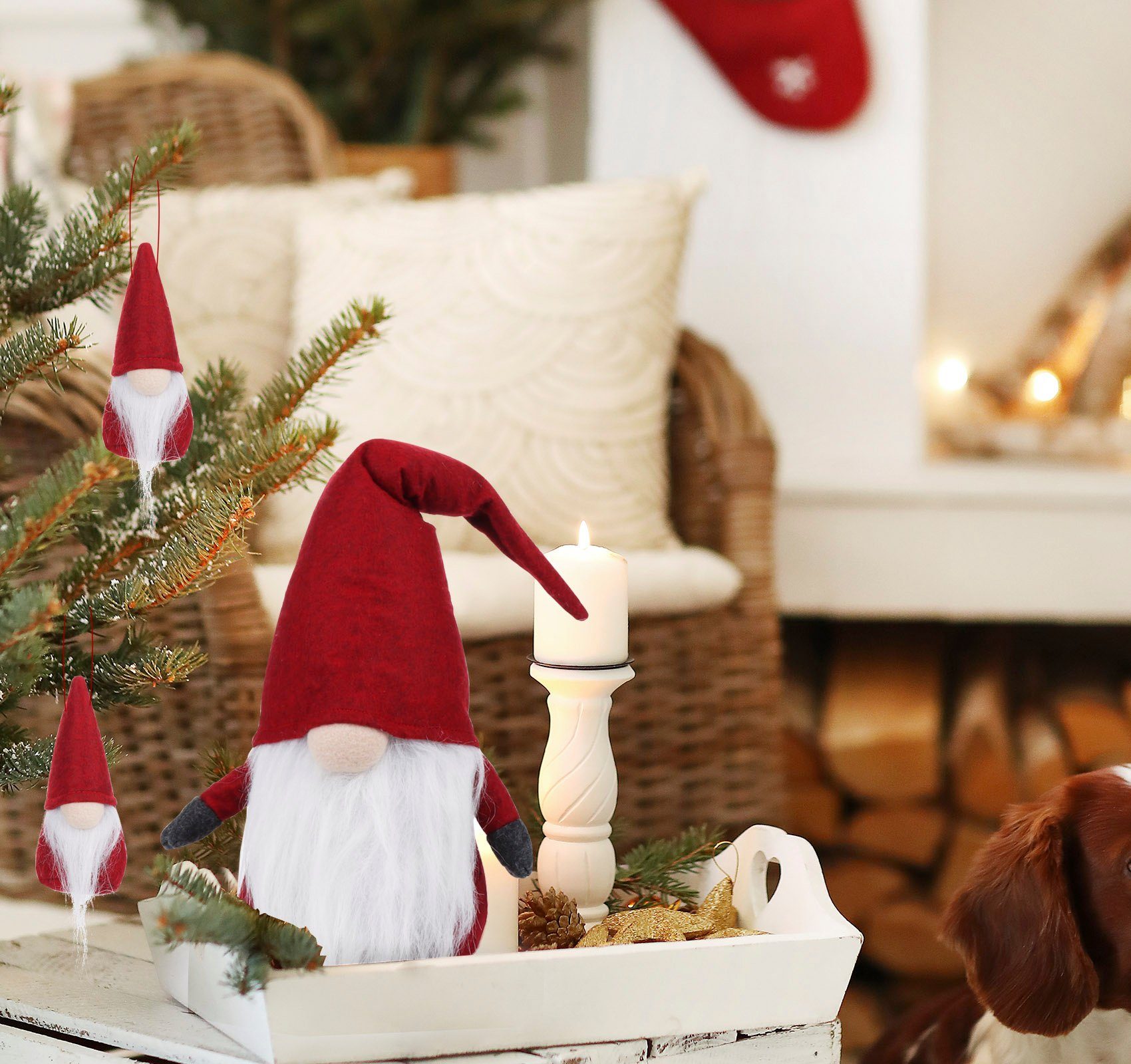 Geschenke 4 Dekofigur Schwedischen Weihnachten Weihnachten Kinder Deko für Zwerg Weihnachtsmann (Set, Rot Homewit Wichtel, Tomte Gnom Familie Ostern Santa Skandinavischer St., Christbaumschmuck),