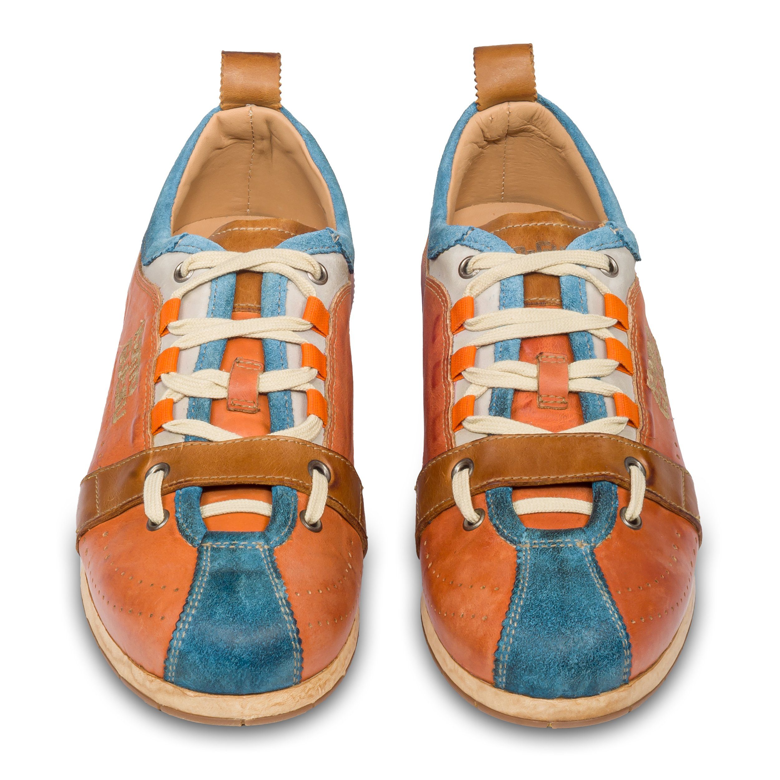 Kamo-Gutsu Herren Sneaker Leder orange/blau (TIFO-017 ice arancio) Sneaker Handgefertigt in Italien