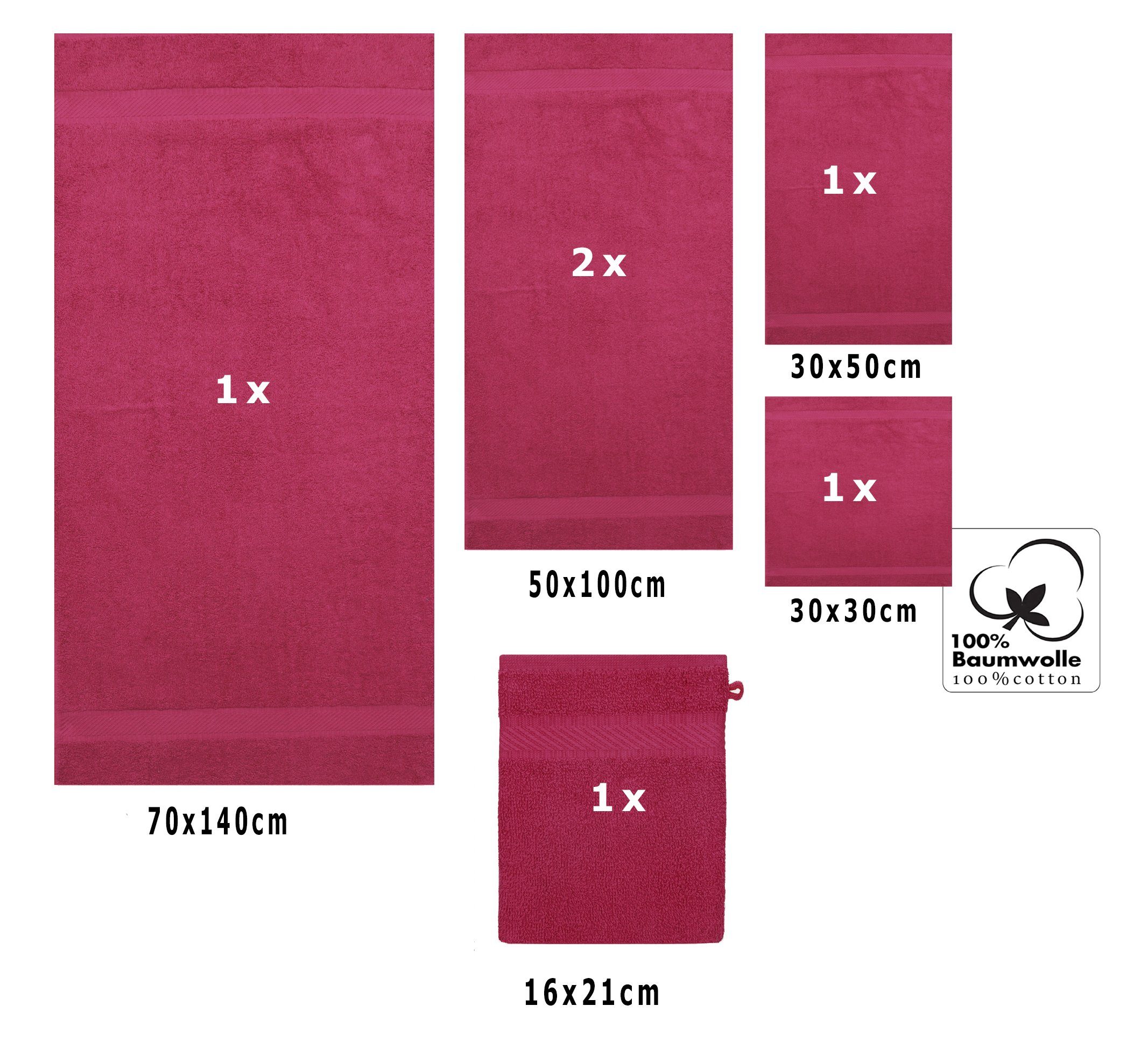 verschiedenen Set Handtuch Farben, in cranberry 100% Betz Palermo tlg. Baumwolle 6