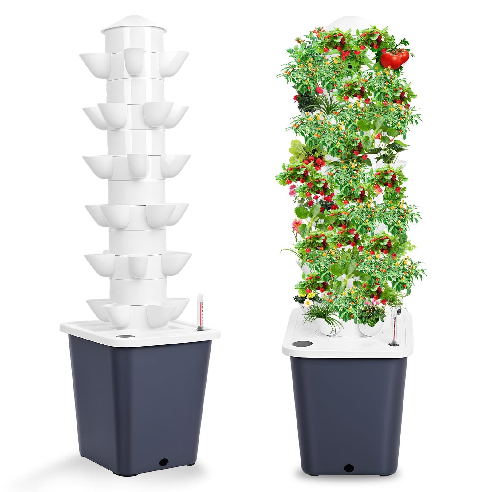 Rutaqian Kräutertopf Botanico Кашпо Hydroponisches Anbausystem mit Selbstbewässerung, 6 Schichten 30 Pflanzen Indoor Garden Sprouting Kit mit Pumpe