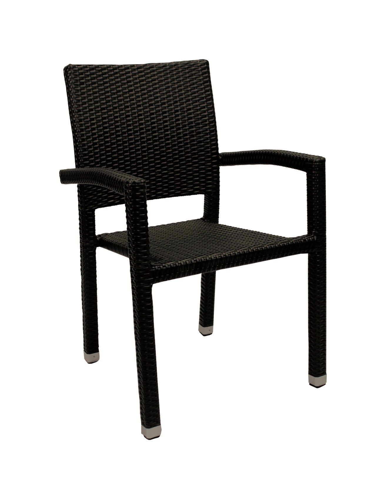 PORTO 4x Sessel Premium Polyrattan (4 PORTO Schwarz St), Konway KONWAY® Stapelstuhl Stapelsessel