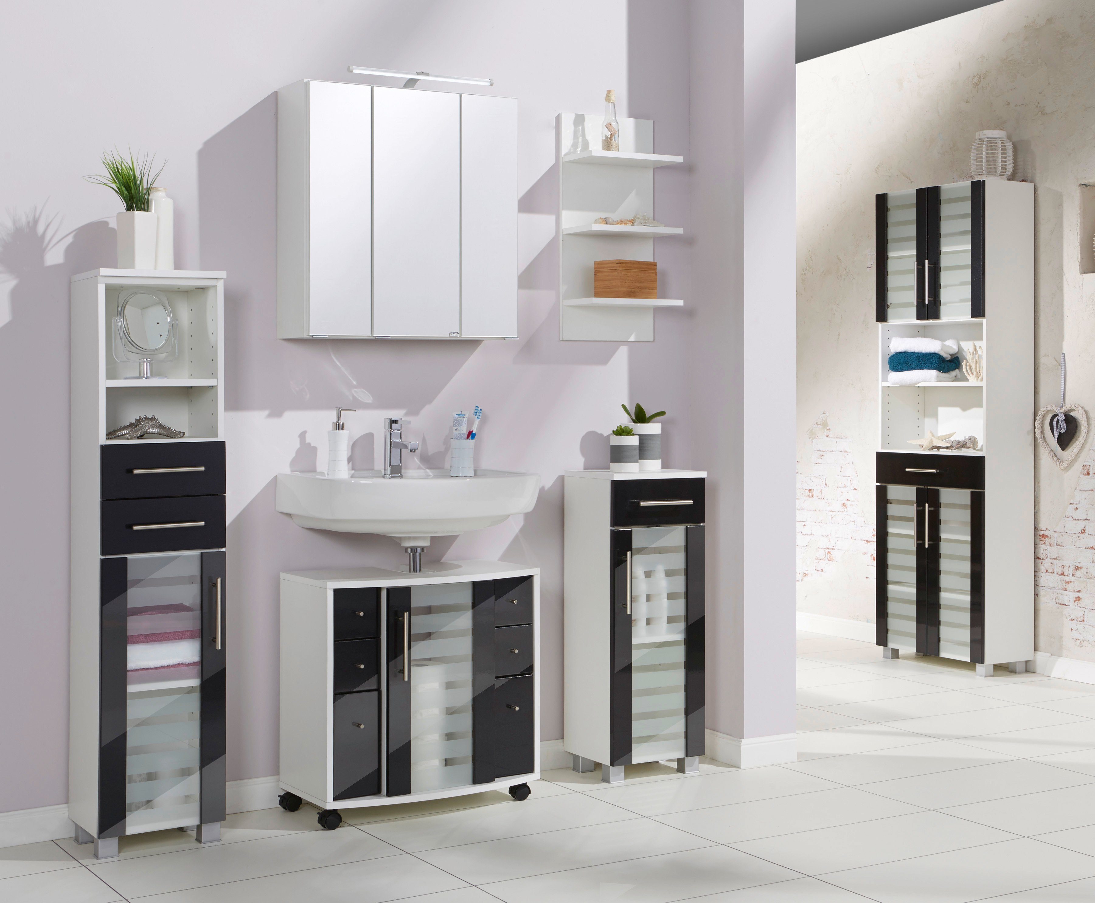 welltime Waschbeckenunterschrank "Jaca", Breite 60 cm, mit hochglänzenden F günstig online kaufen