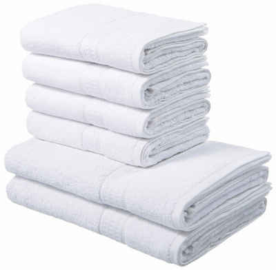 my home Handtuch Set Juna, Walkfrottee, (Set, 6-tlg), Handtuch-Set, mit Bordüre, Handtücher in Uni-Farben, 100% Baumwolle