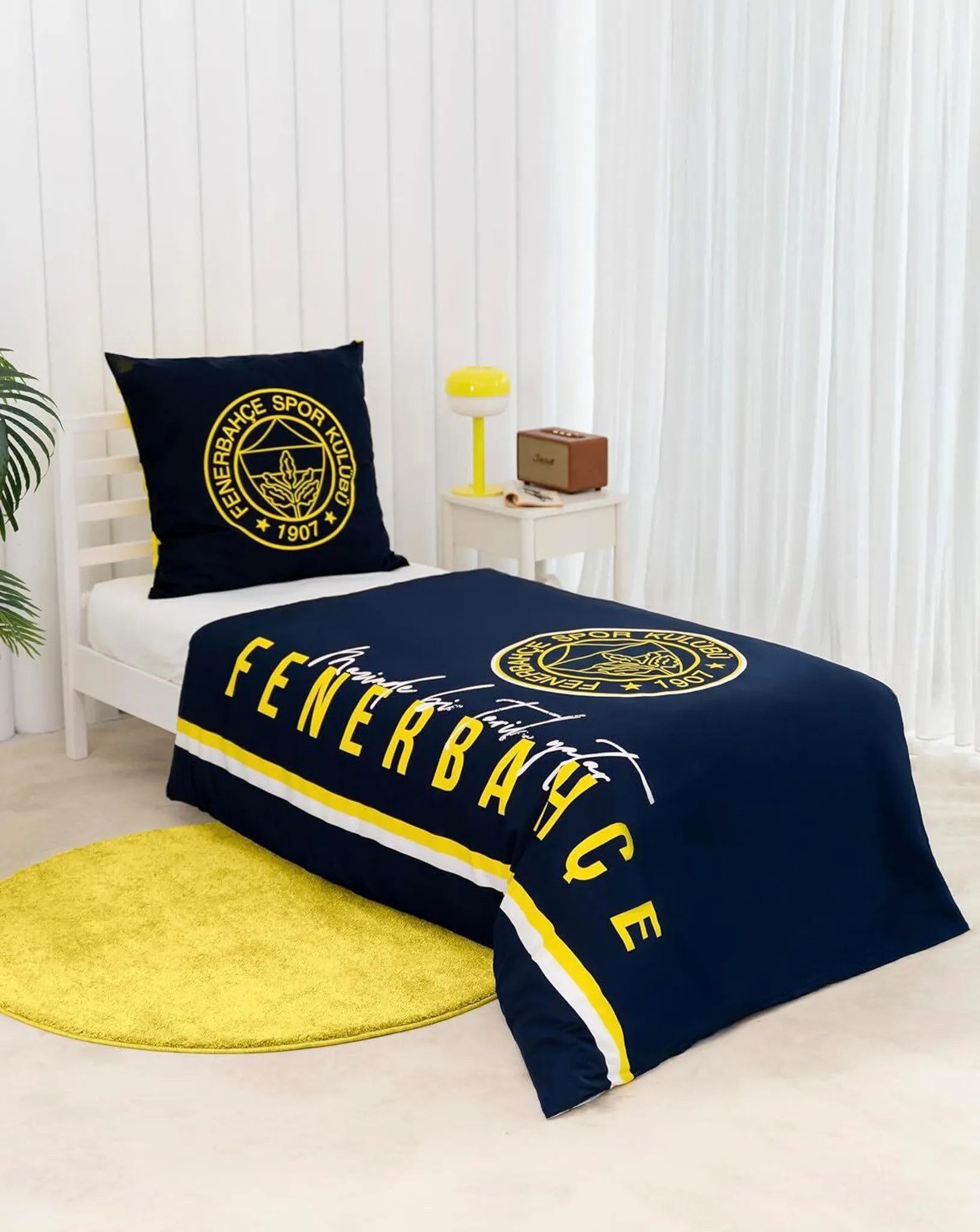 Tac Jugendbettwäsche FENERBAHCE Bettwäsche-Set, Baumwolle, 2 teilig, Doppelseitig, superweich, verdeckter Reißverschluss