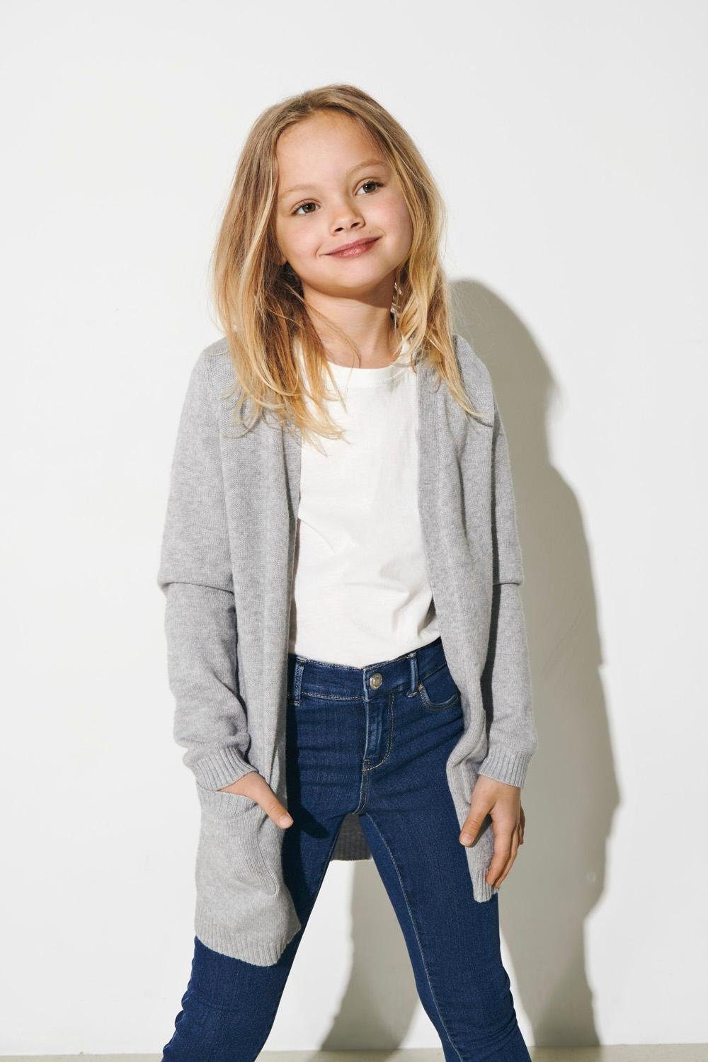 KIDS ONLY Strickjacke KONLESLY offene Form mit aufgesetzten Taschen