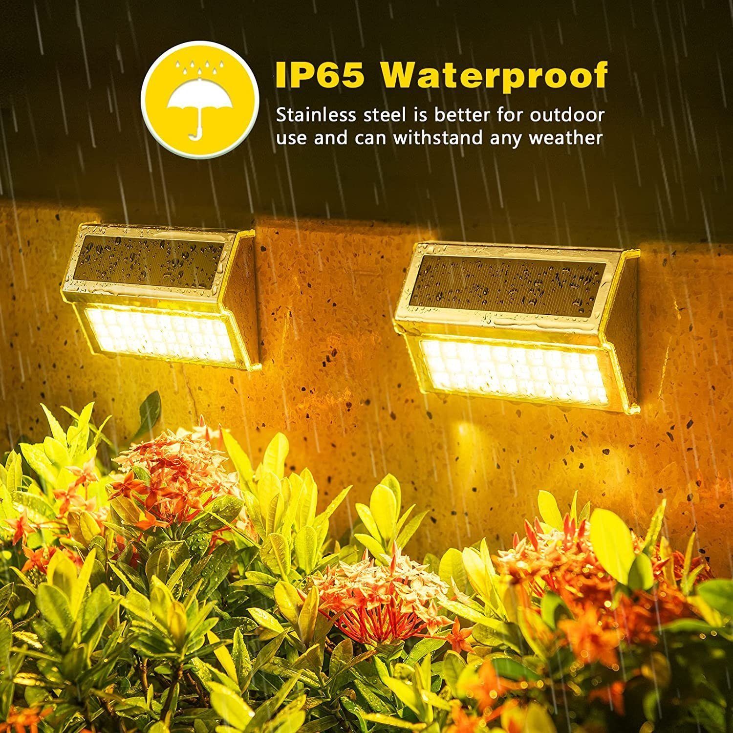 Wasserdicht 1600mAh, DOPWii LED Solarlampen Stück Wandleuchte 6 integriert 30 Wandleuchten,IP55 fest LED