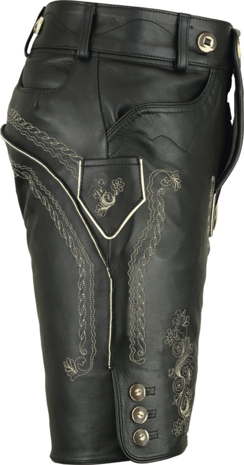 Fuente Leather Wears Trachtenlederhose Kurze Trachten Lederhose Kind in Schwarz Anline