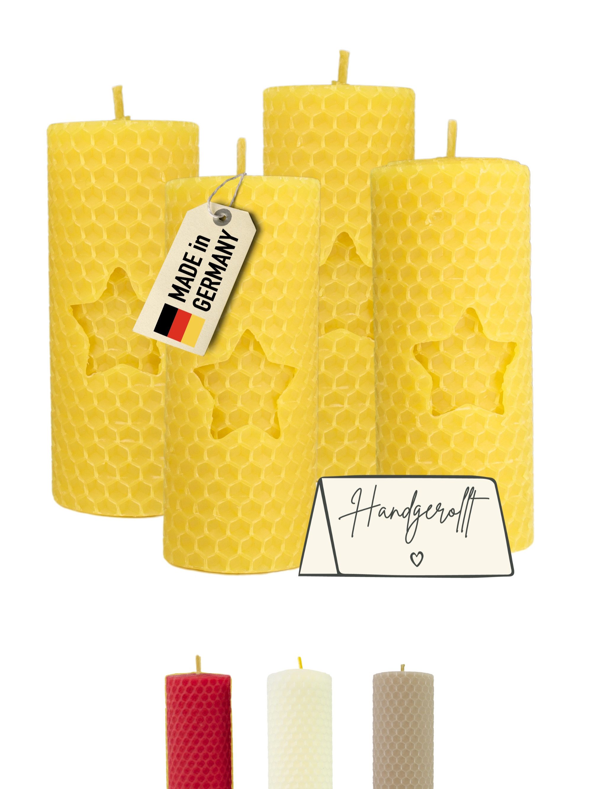 Wachsmann Bienenprodukte Bienenwachskerze handgerollt, 100 % Bienenwachs, 4 günstig online kaufen
