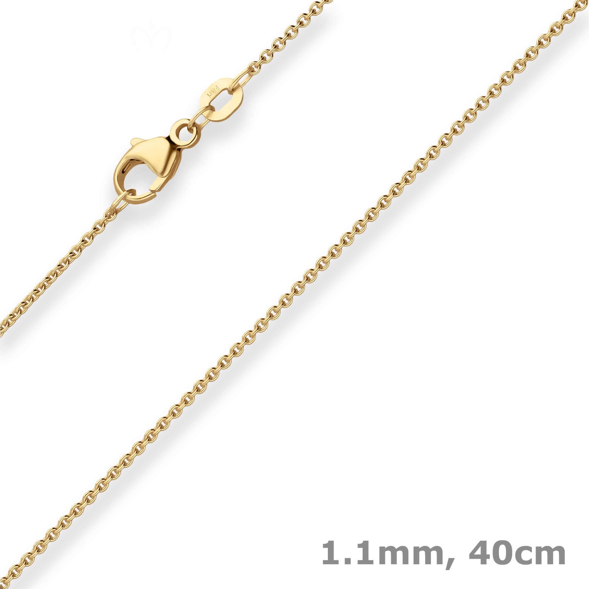 Goldkette 1,1mm Rund-Ankerkette aus 585 Gelbgold 40cm mit Zwischenöse
