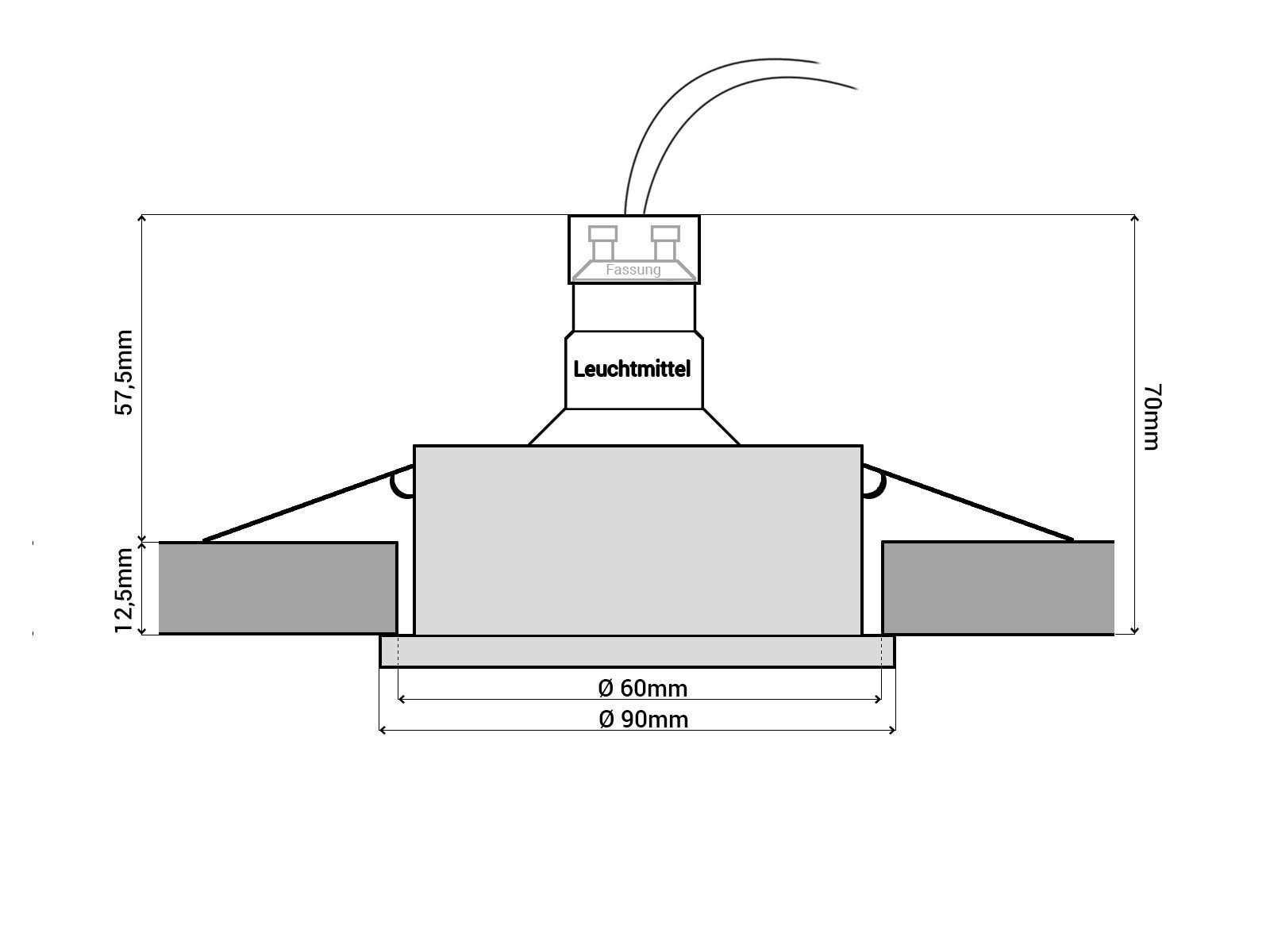 SSC-LUXon LED Einbaustrahler LED-Einbauleuchte rund, Warmweiß 355lm spiegelnd, schwarz 4,9W, Glas LED