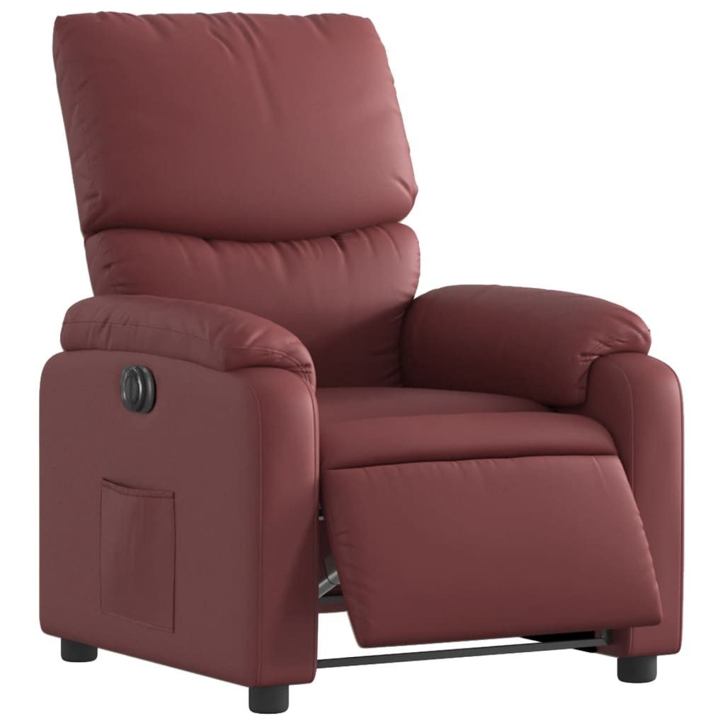 Sessel Relaxsessel Elektrisch Weinrot Kunstleder