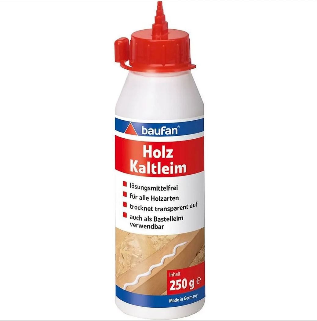 baufan® Bastelkleber Holz-Kaltleim Bastelleim Holzleim Holzkleber, Für Holz, Textilien, Leder, Papier und Pappe