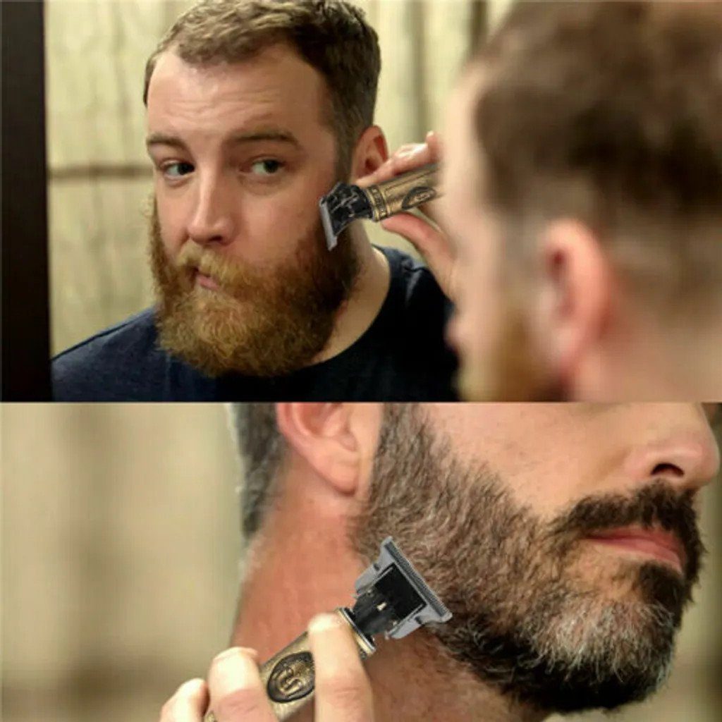Haarschneider Haarschneidemaschine Ein-Knopf-Start. Profi gold Set, Rutschfestes Metallskelett T-Blade Haarschneider autolock Haarschneider