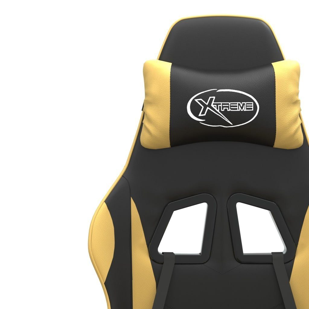 furnicato Gaming-Stuhl mit St) Schwarz Drehbar Fußstütze & Golden (1 Kunstleder