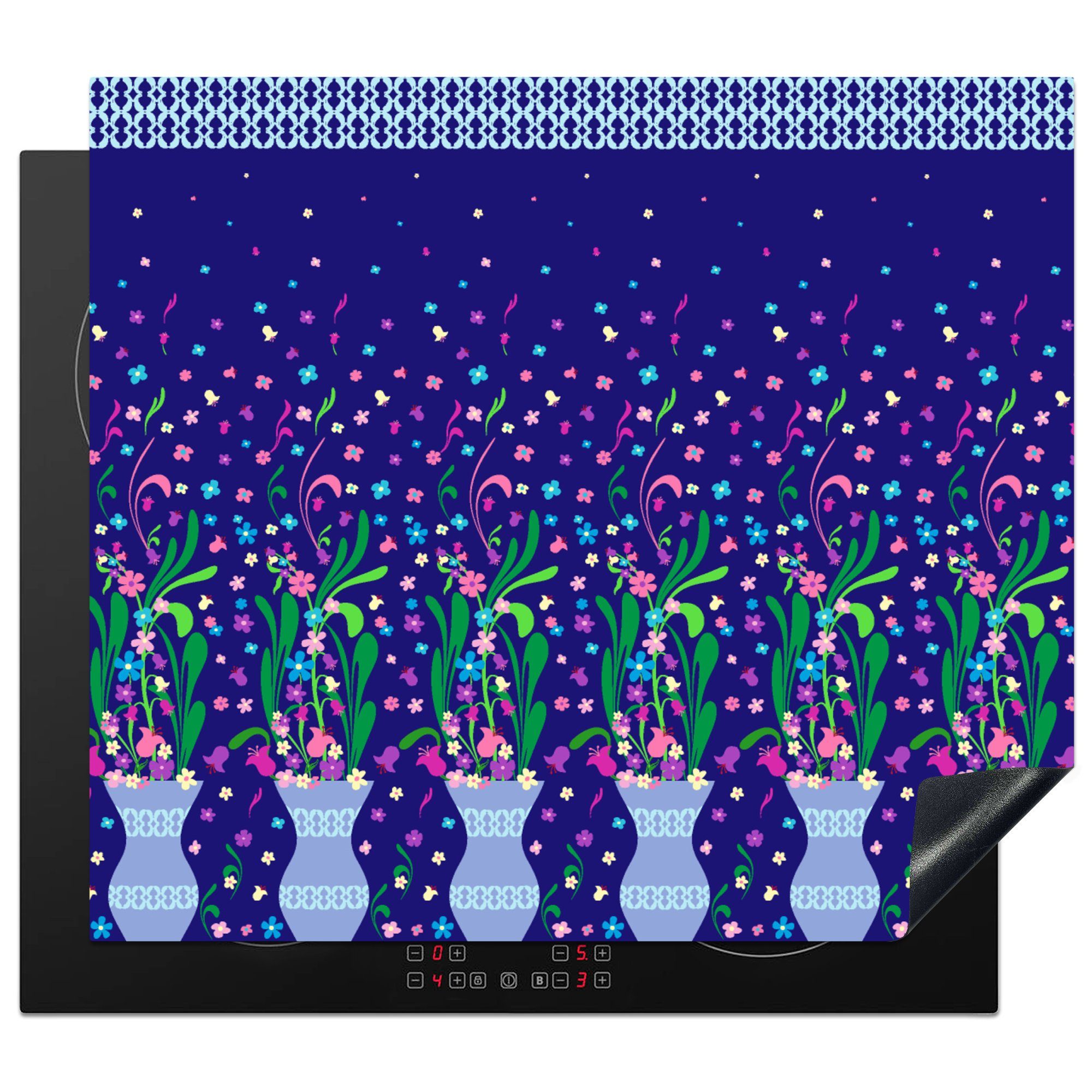 Herdblende-/Abdeckplatte tlg), 60x52 cm, nutzbar, - MuchoWow Muster Ceranfeldabdeckung Blumen Arbeitsfläche Frühling, (1 Vinyl, Mobile -