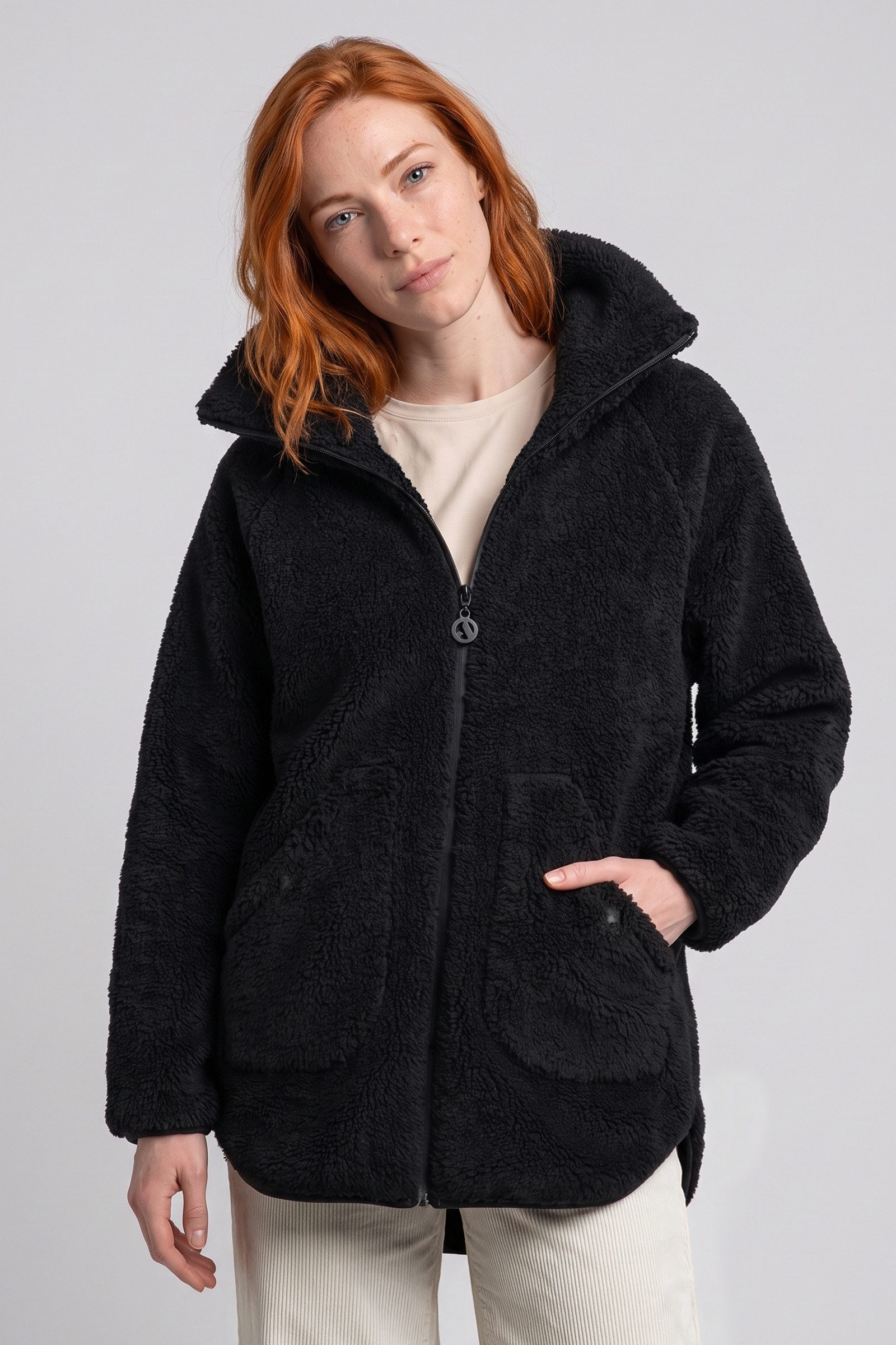 Alife & Kickin Fellimitatjacke Damen SariaAK T Übergangsjacke, Jacke Dichter Teddyfleece, hoher Stehkragen, zwei aufgesetzte Taschen – Bild 2 von 5